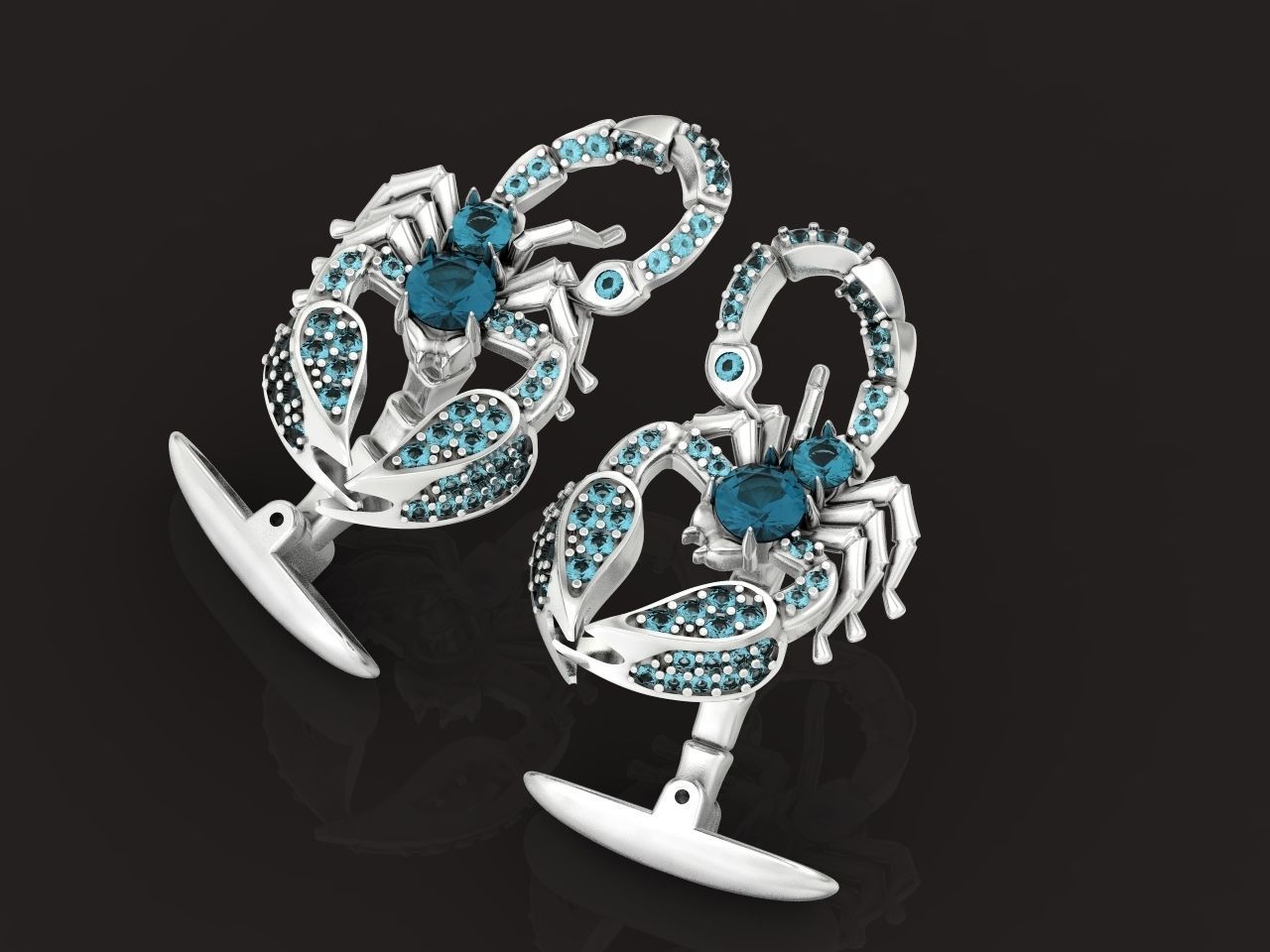 cufflinks scorpion with stones 3D print model_2