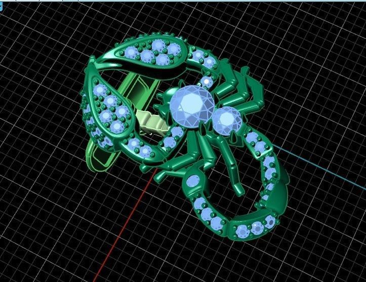 cufflinks scorpion with stones 3D print model_39