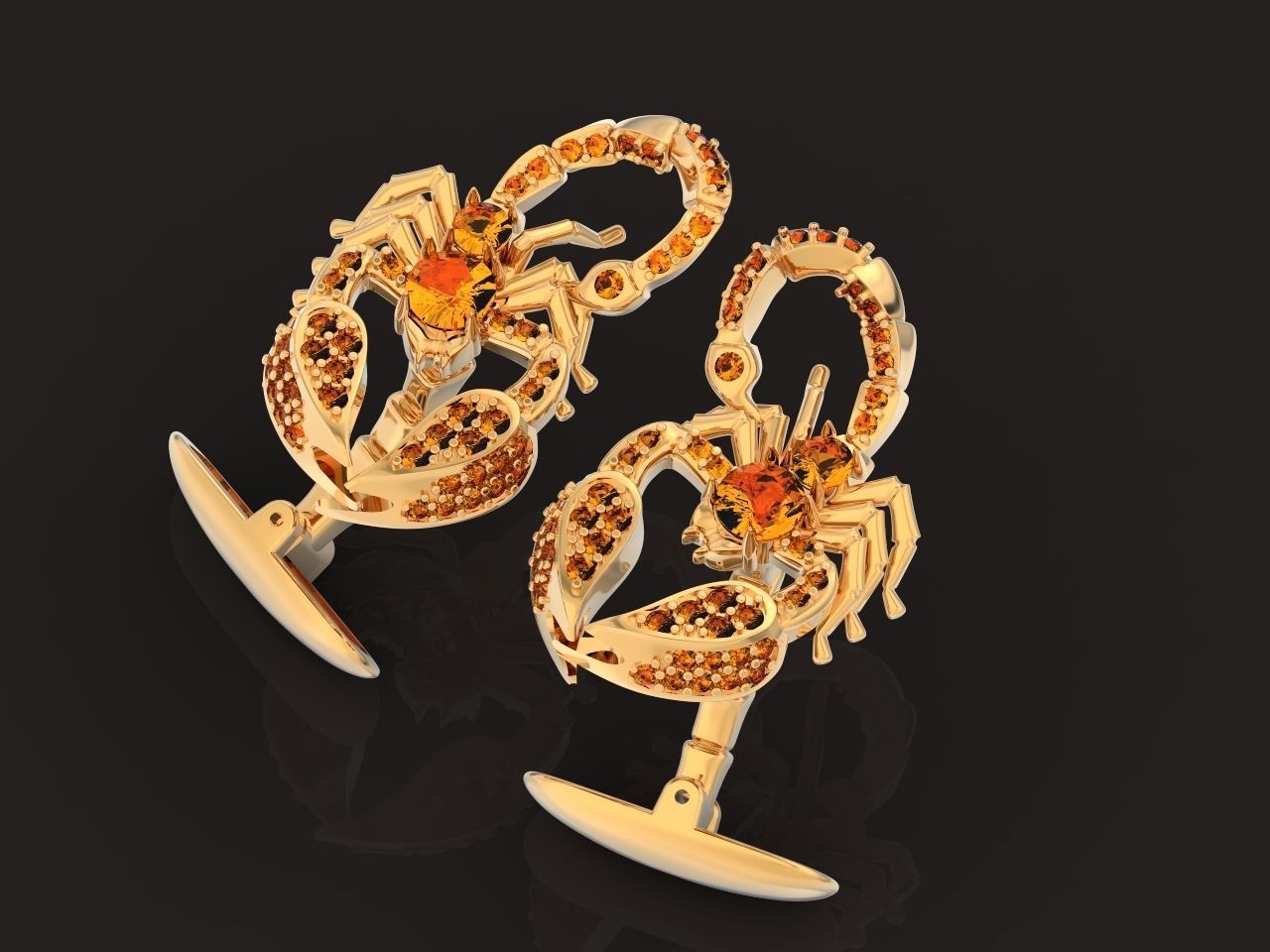 cufflinks scorpion with stones 3D print model_19
