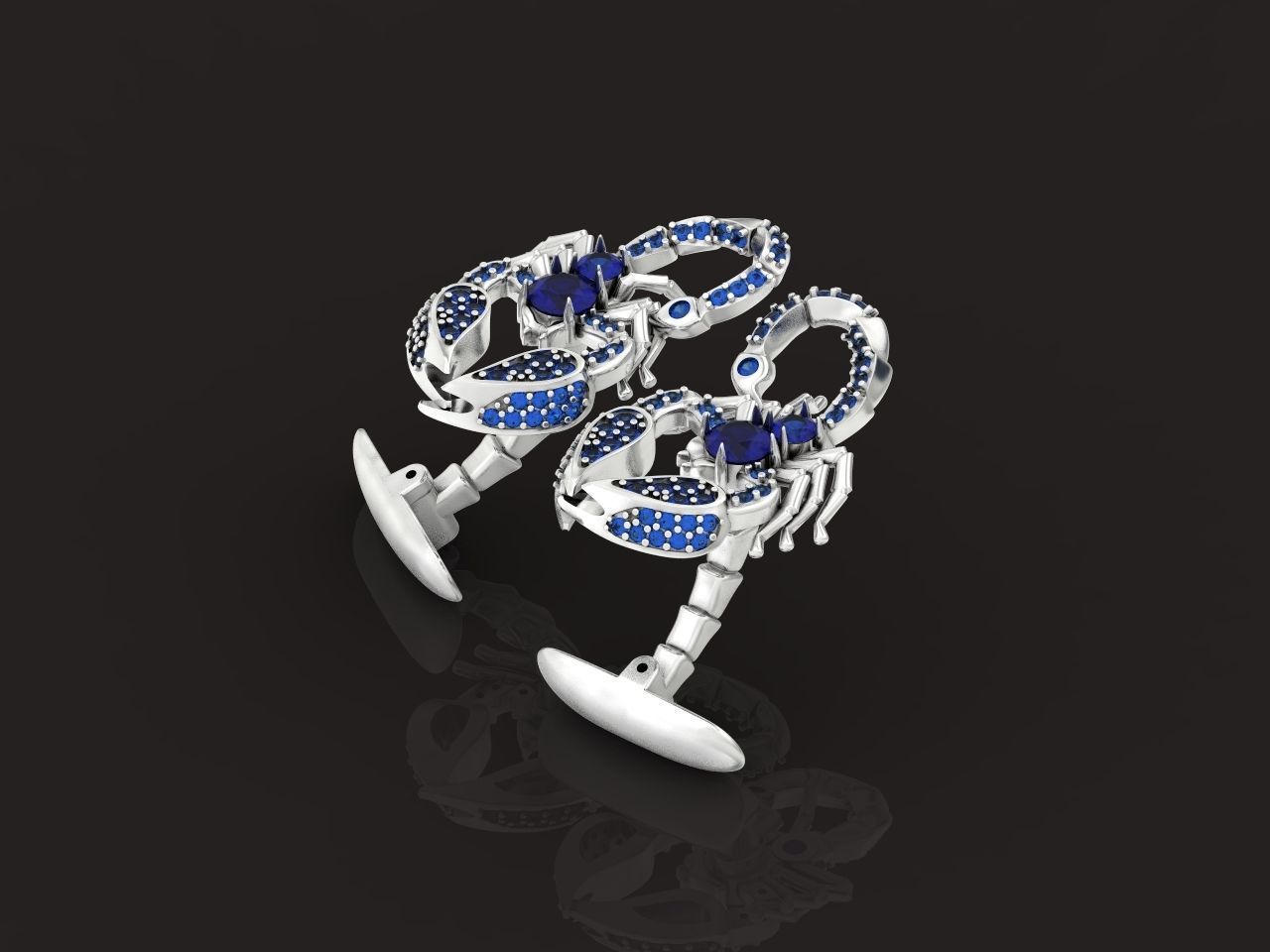 cufflinks scorpion with stones 3D print model_25