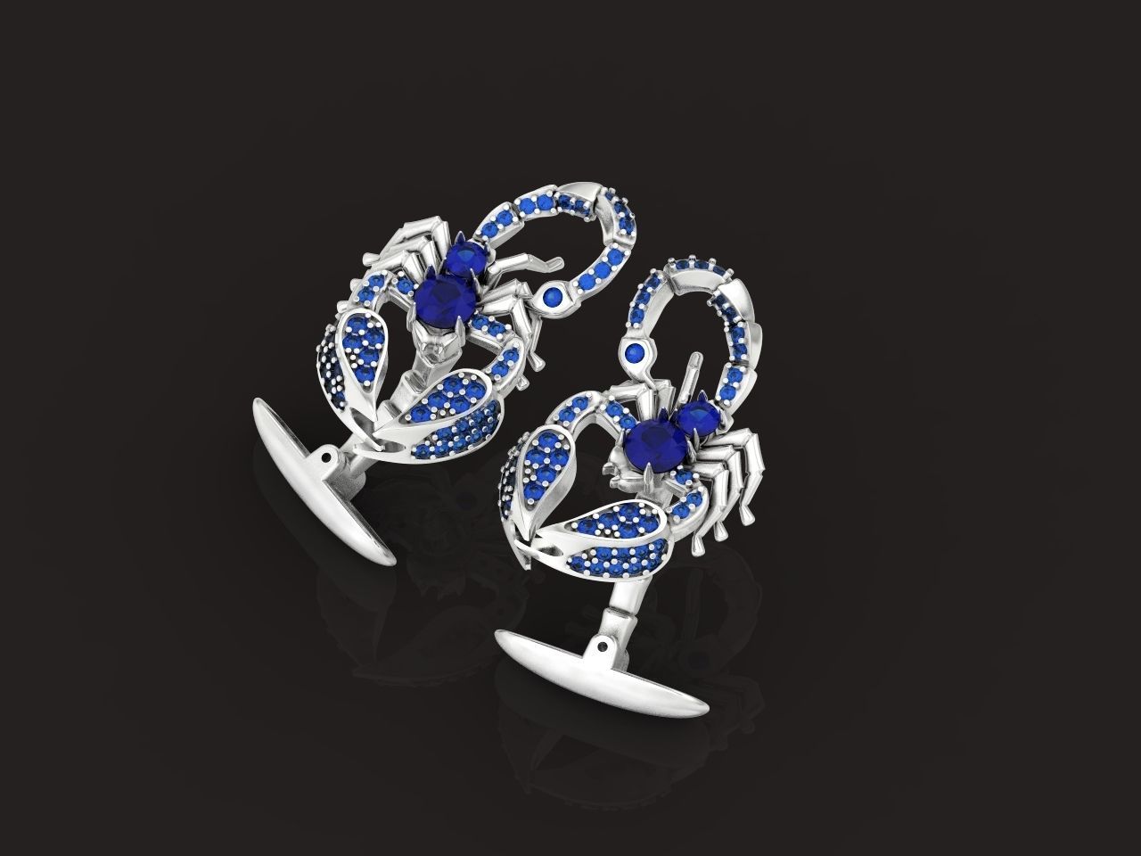 cufflinks scorpion with stones 3D print model_22