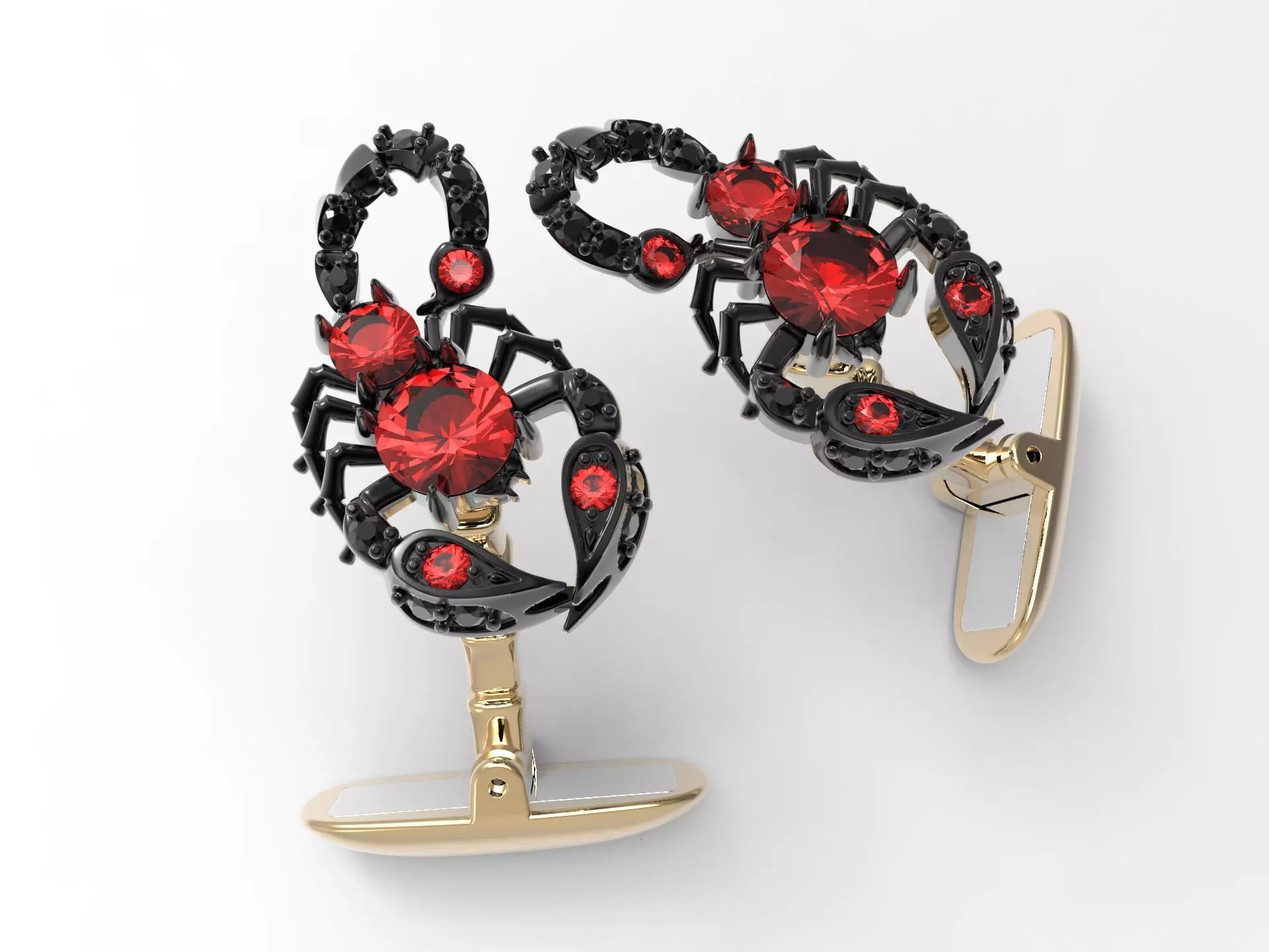 cufflinks scorpion with stones 3D print model_0