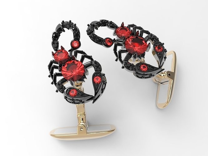 cufflinks scorpion with stones 3D print model