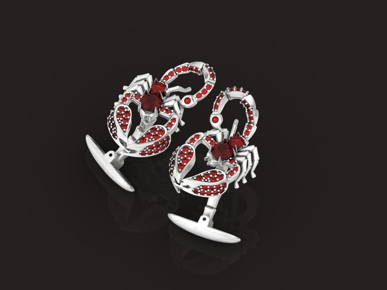 cufflinks scorpion with stones 3D print model_21