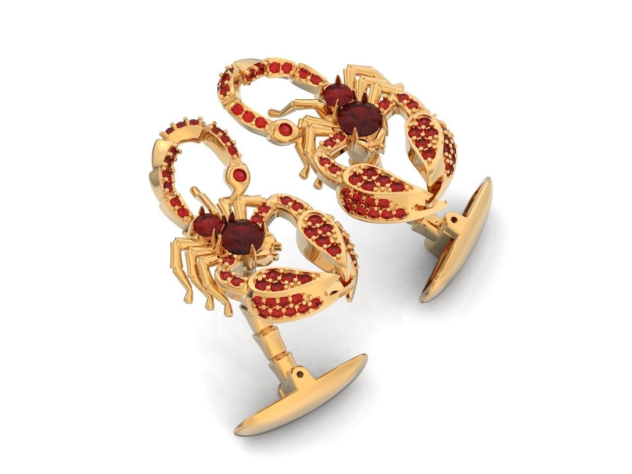 cufflinks scorpion with stones 3D print model_32