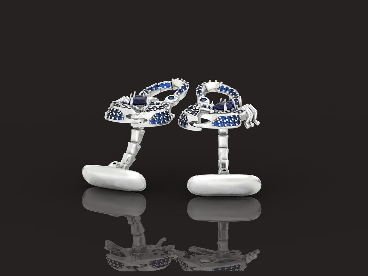 cufflinks scorpion with stones 3D print model_24