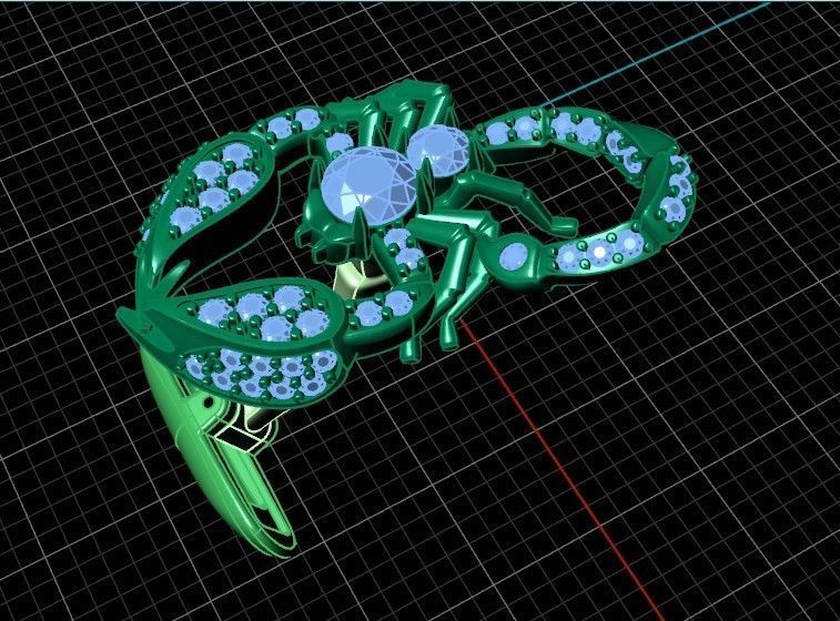 cufflinks scorpion with stones 3D print model_38