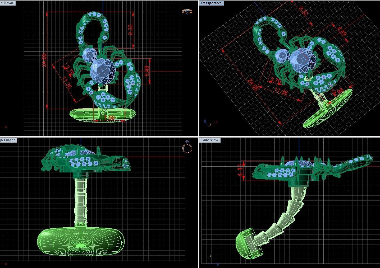 cufflinks scorpion with stones 3D print model_12