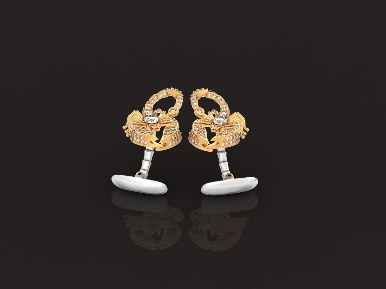 cufflinks scorpion with stones 3D print model_6