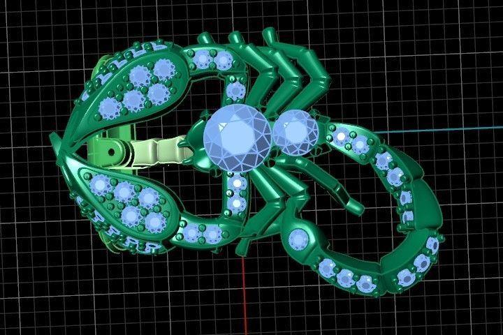 cufflinks scorpion with stones 3D print model_42