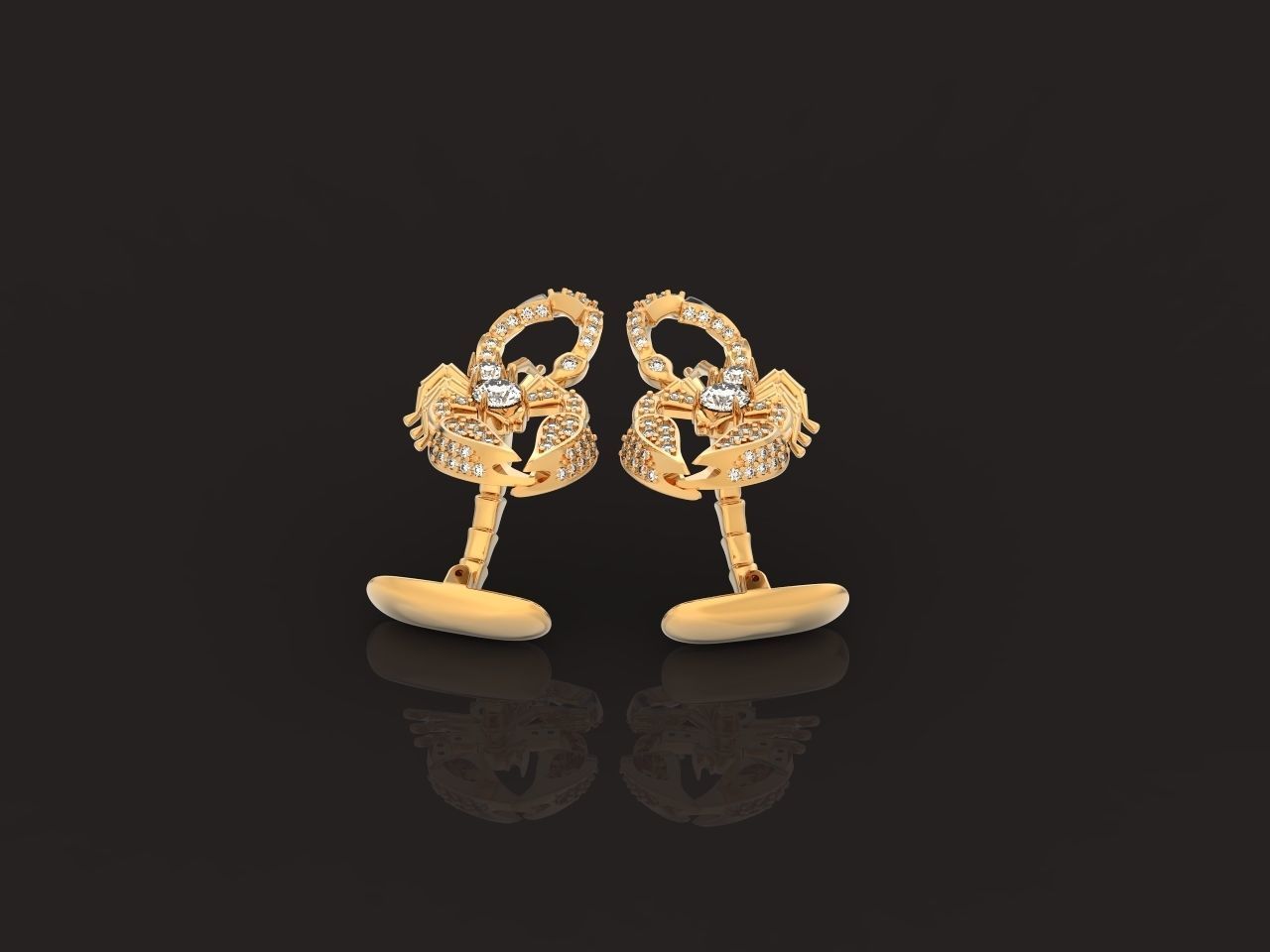 cufflinks scorpion with stones 3D print model_4