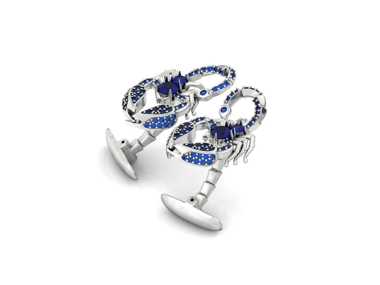 cufflinks scorpion with stones 3D print model_26