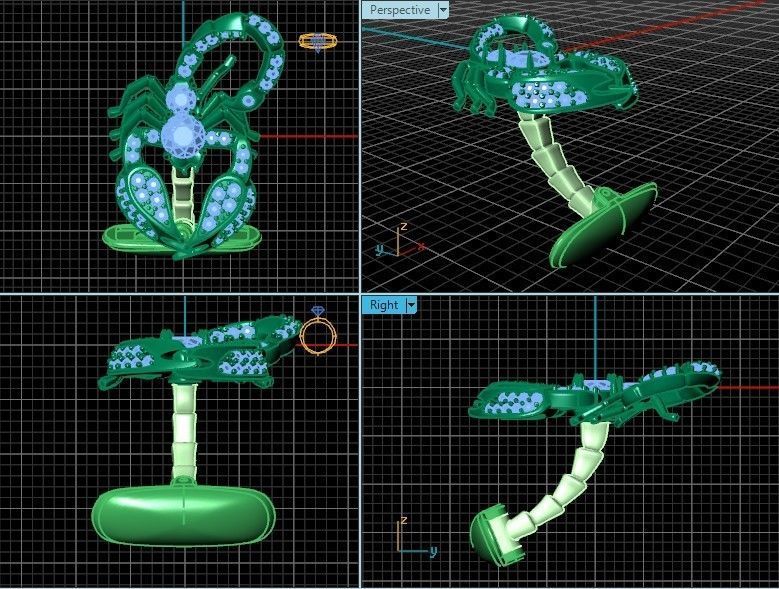 cufflinks scorpion with stones 3D print model_33