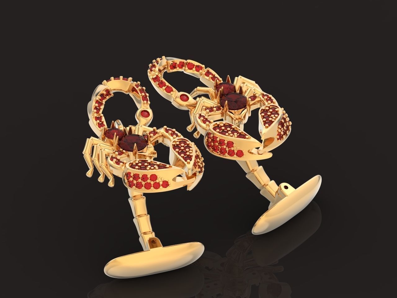 cufflinks scorpion with stones 3D print model_8