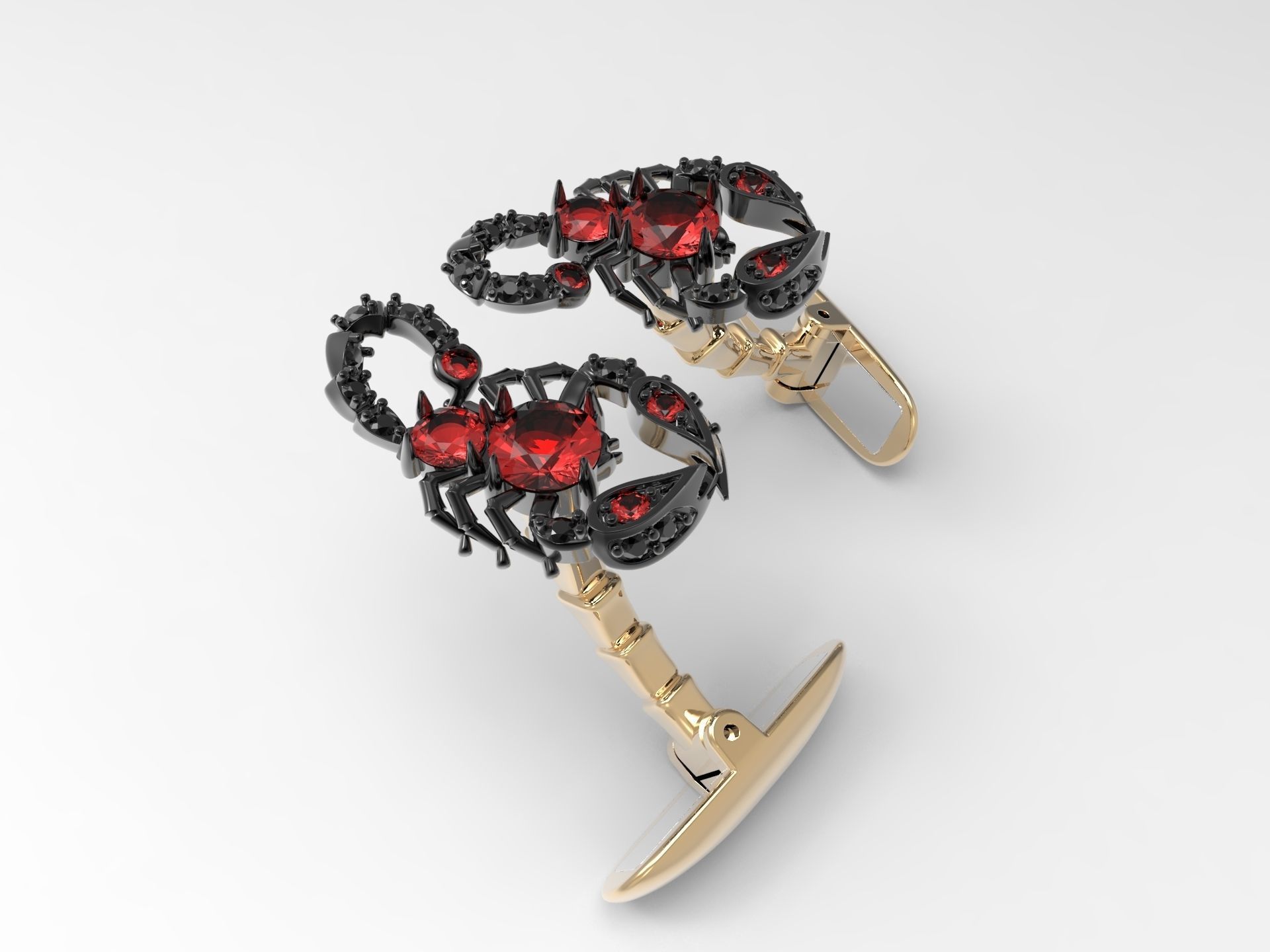 cufflinks scorpion with stones 3D print model_1