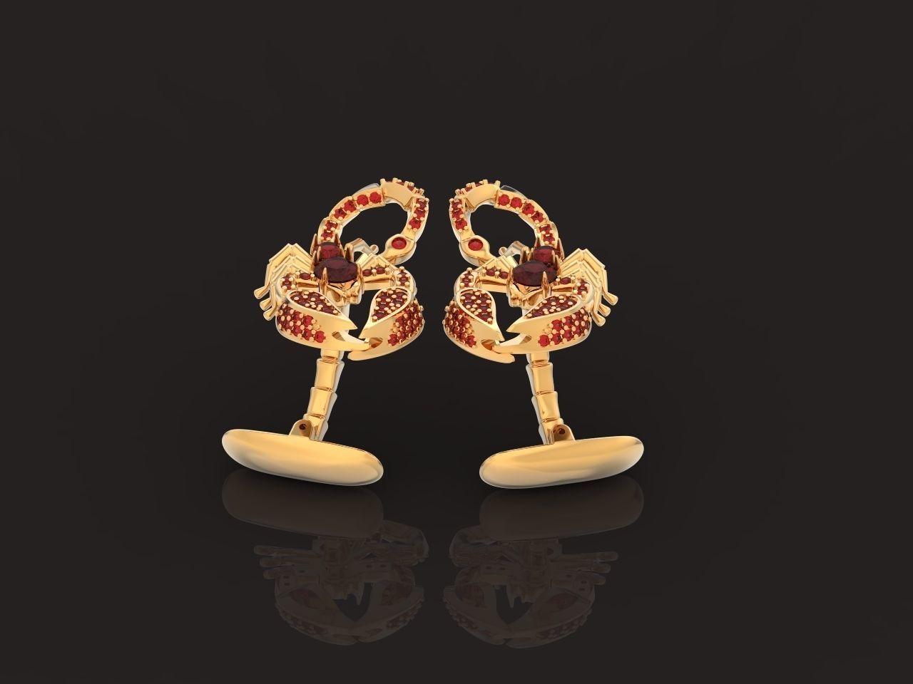 cufflinks scorpion with stones 3D print model_15