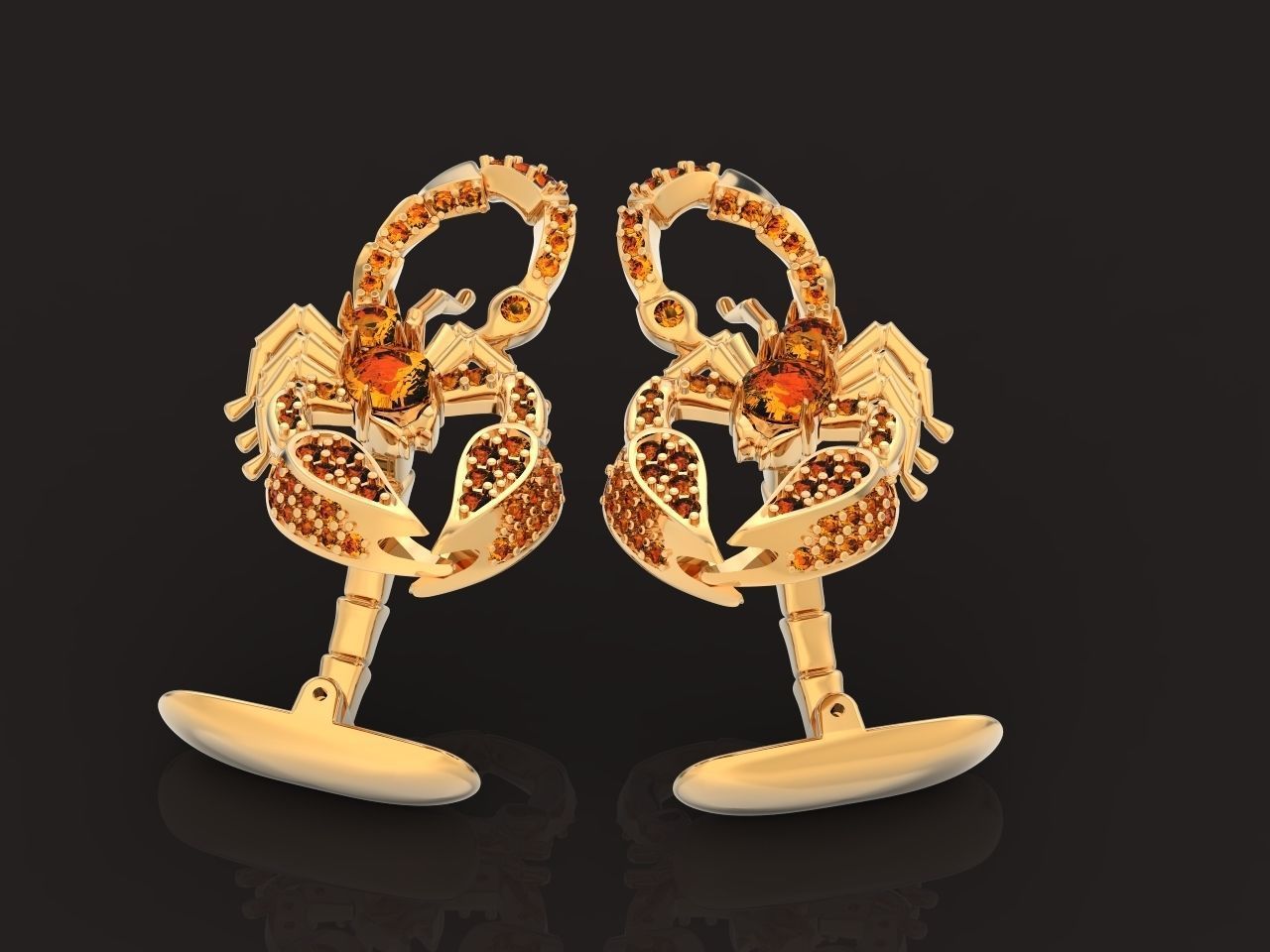 cufflinks scorpion with stones 3D print model_18