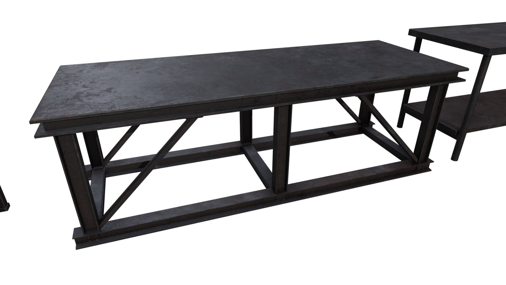Industrial Metal Tables Pack - Game props Low-poly 3D model_7