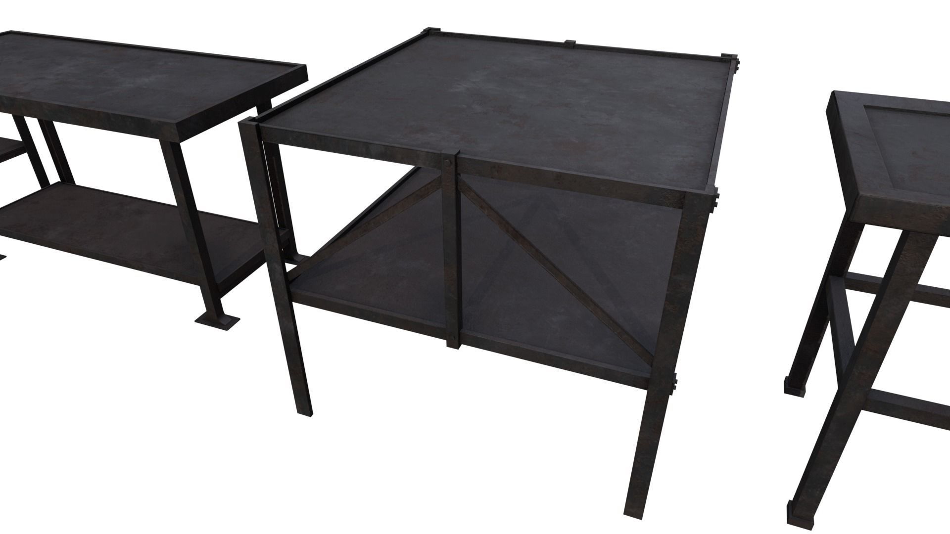 Industrial Metal Tables Pack - Game props Low-poly 3D model_9
