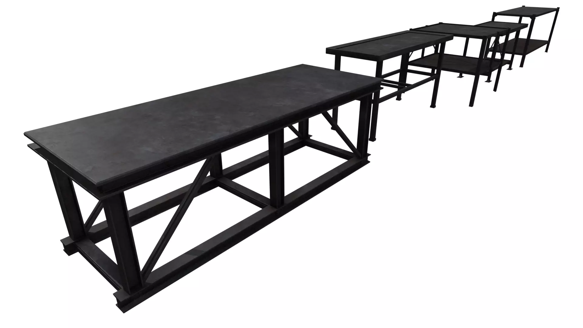 Industrial Metal Tables Pack - Game props Low-poly 3D model_0