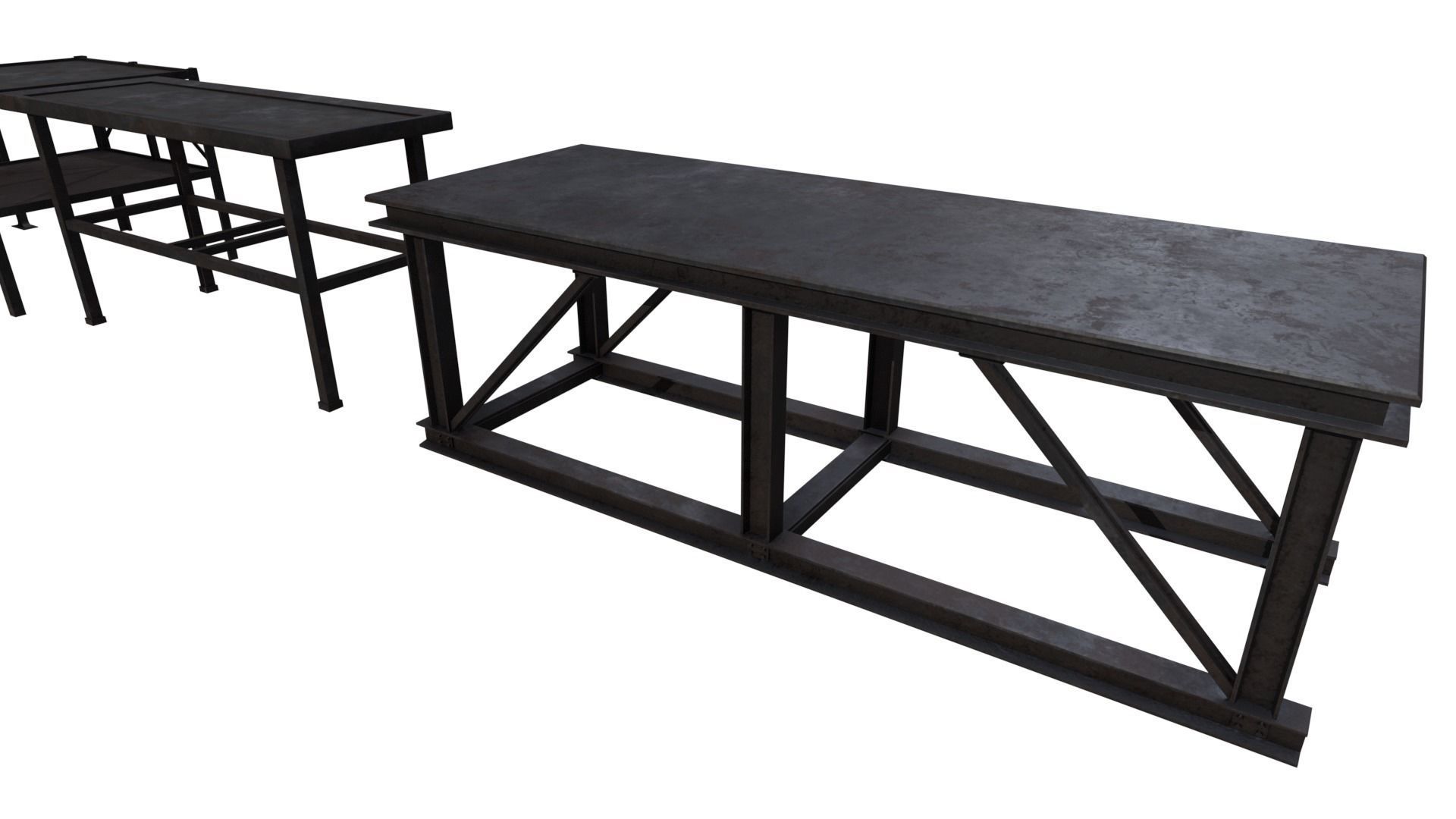 Industrial Metal Tables Pack - Game props Low-poly 3D model_11