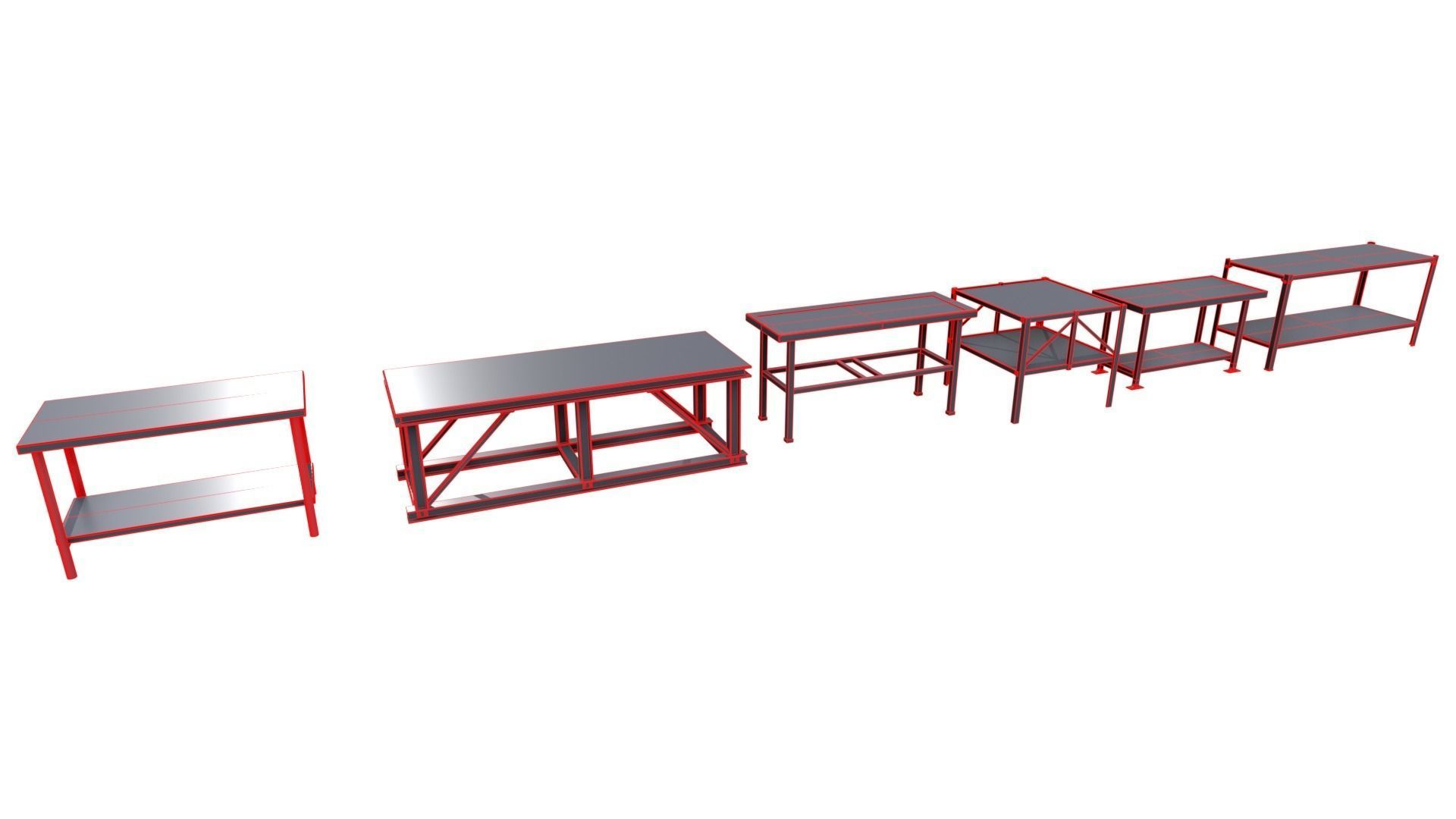 Industrial Metal Tables Pack - Game props Low-poly 3D model_16