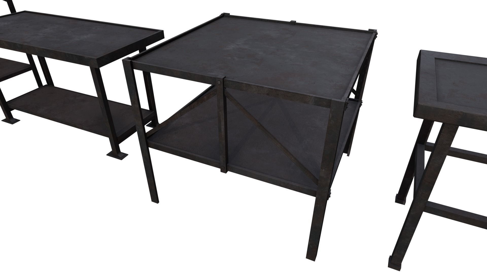 Industrial Metal Tables Pack - Game props Low-poly 3D model_5