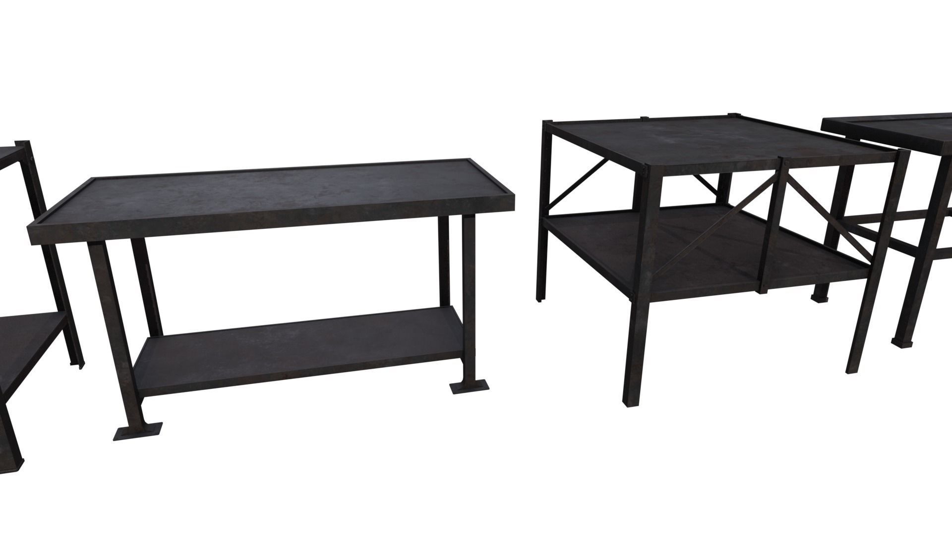 Industrial Metal Tables Pack - Game props Low-poly 3D model_10