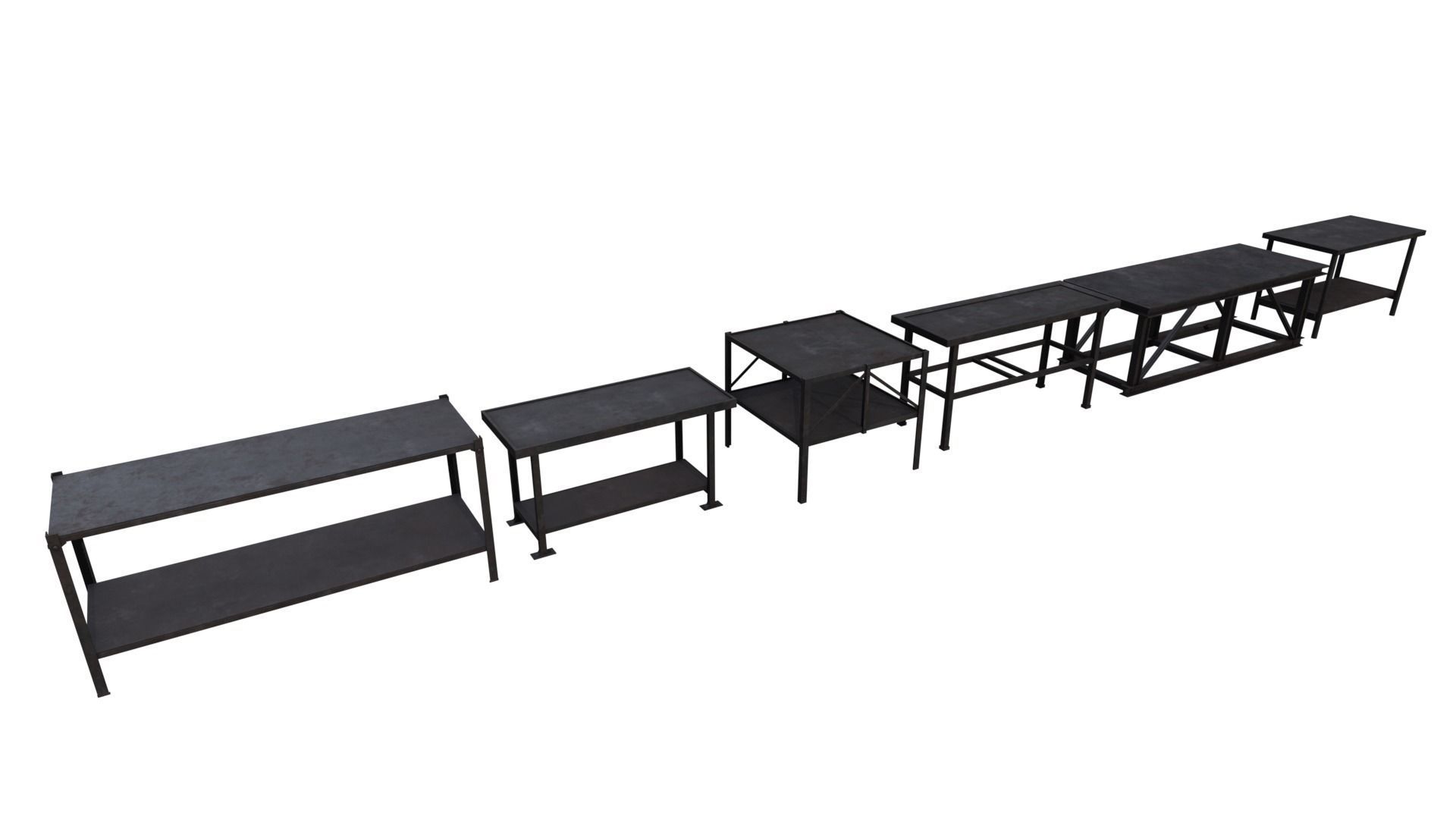 Industrial Metal Tables Pack - Game props Low-poly 3D model_1