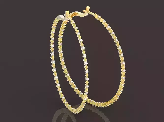  large hoop earrings with stones and hemispheres