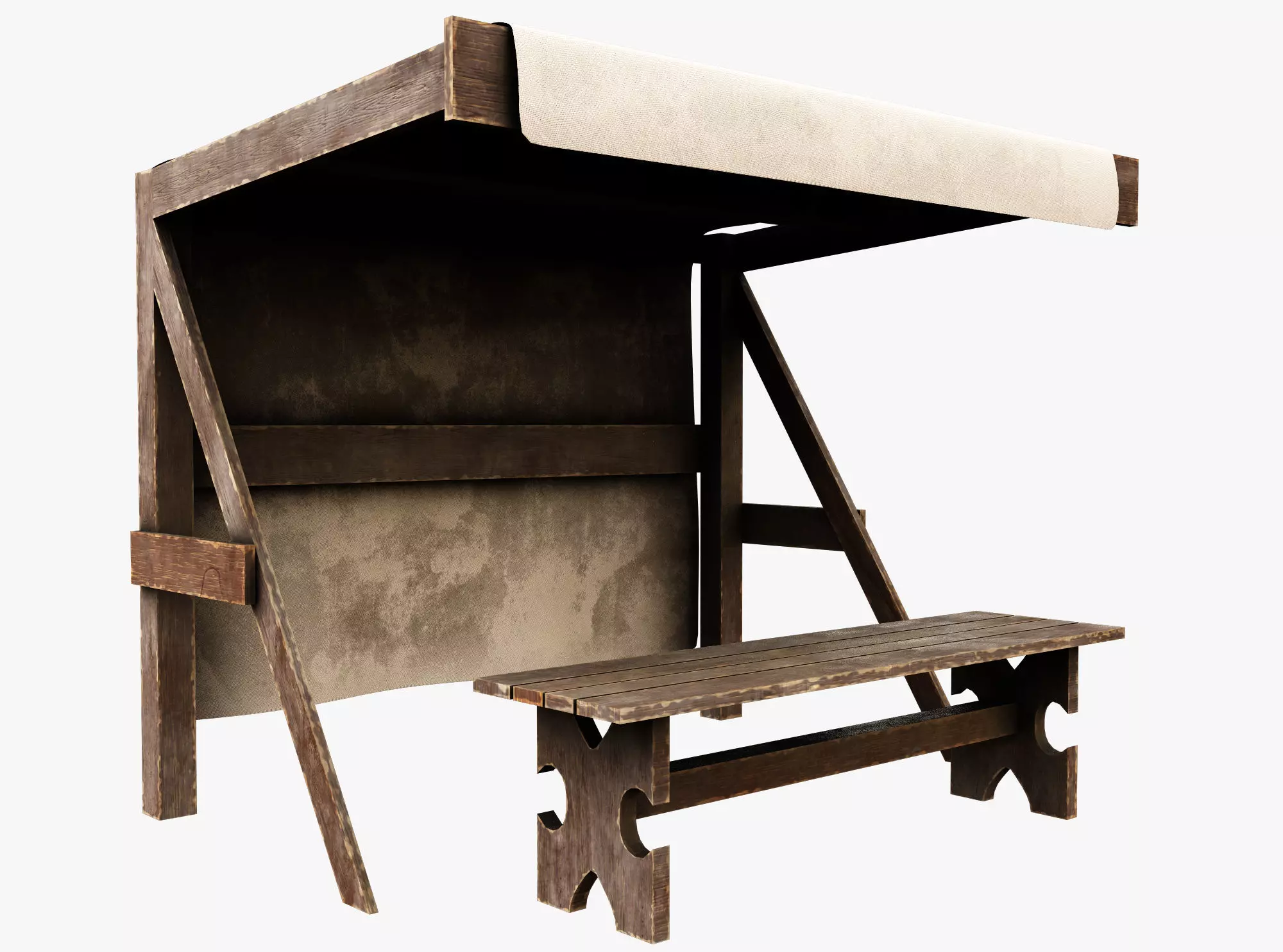 Market Stall Cotton Low-poly 3D model_0