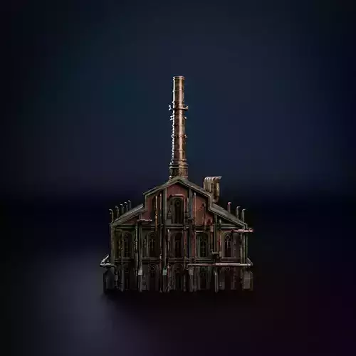 STEAMPUNK INDUSTRIAL BUILDING 3 Low-poly 3D model