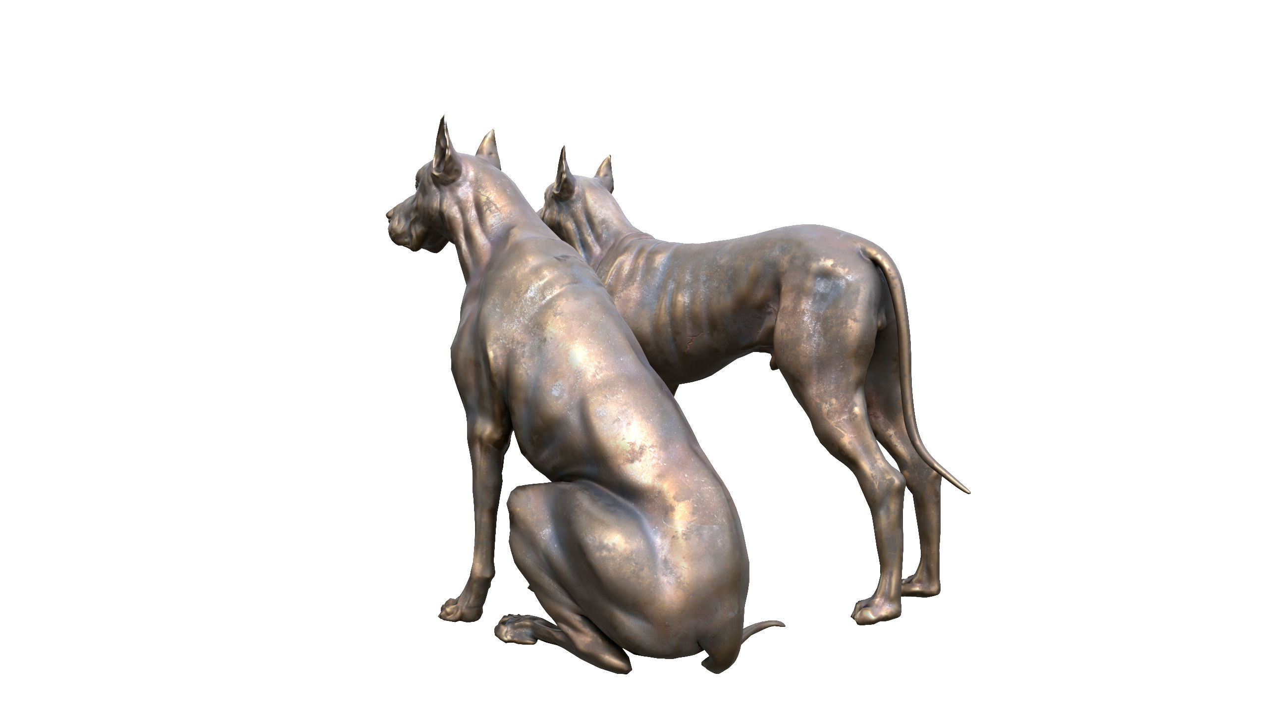 Dog Sculpture Low-poly 3D model_5