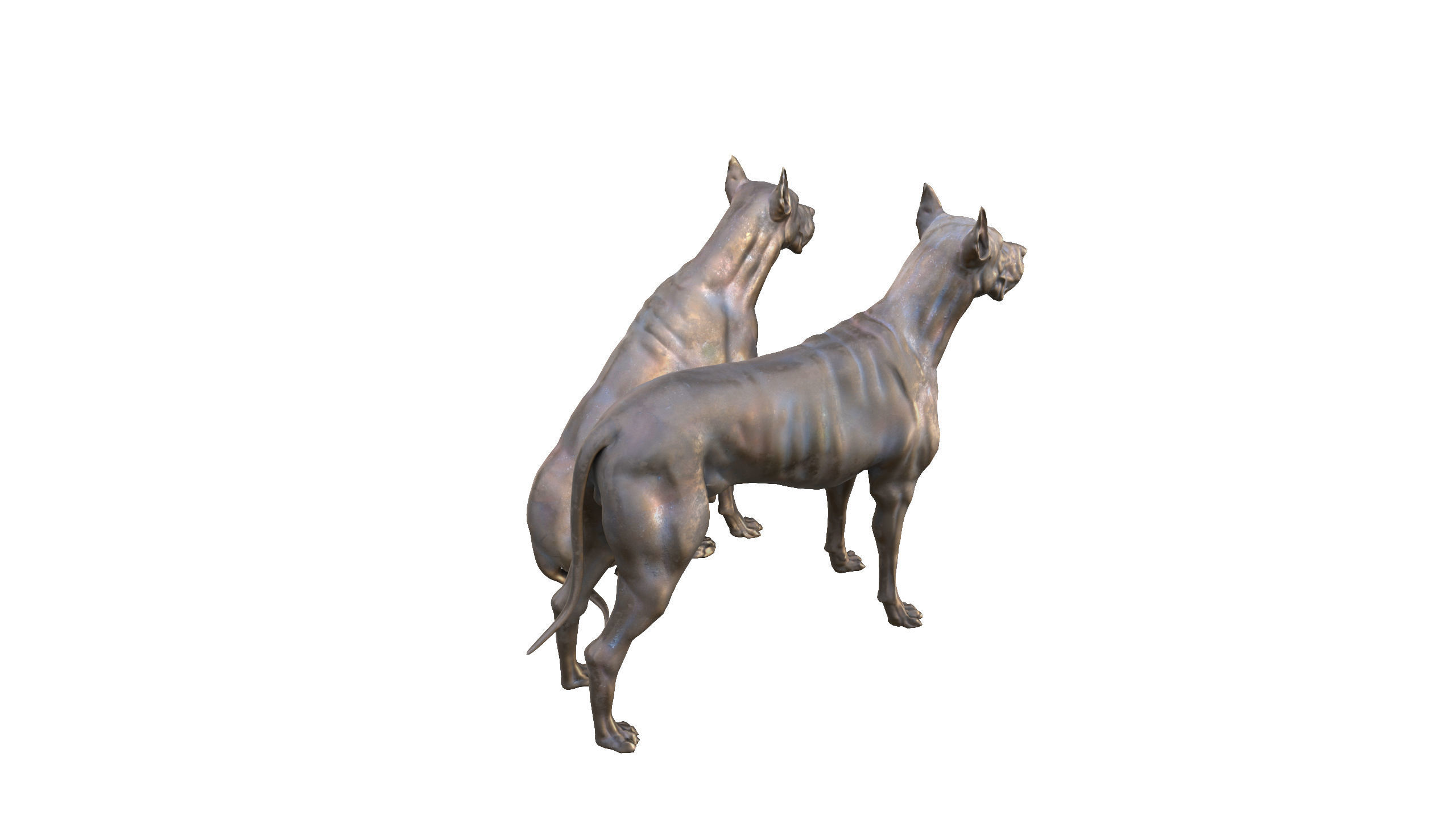 Dog Sculpture Low-poly 3D model_10