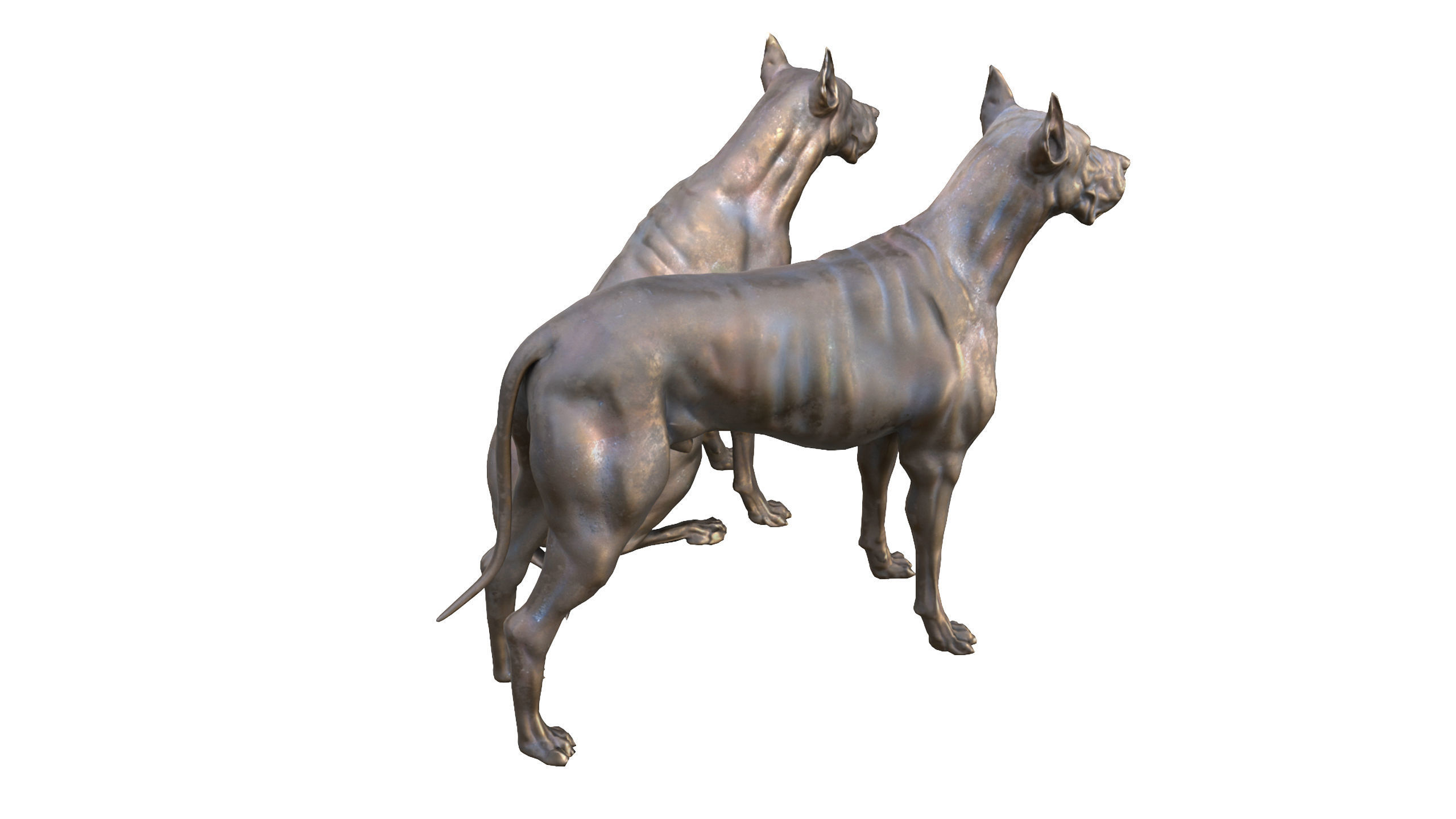 Dog Sculpture Low-poly 3D model_12