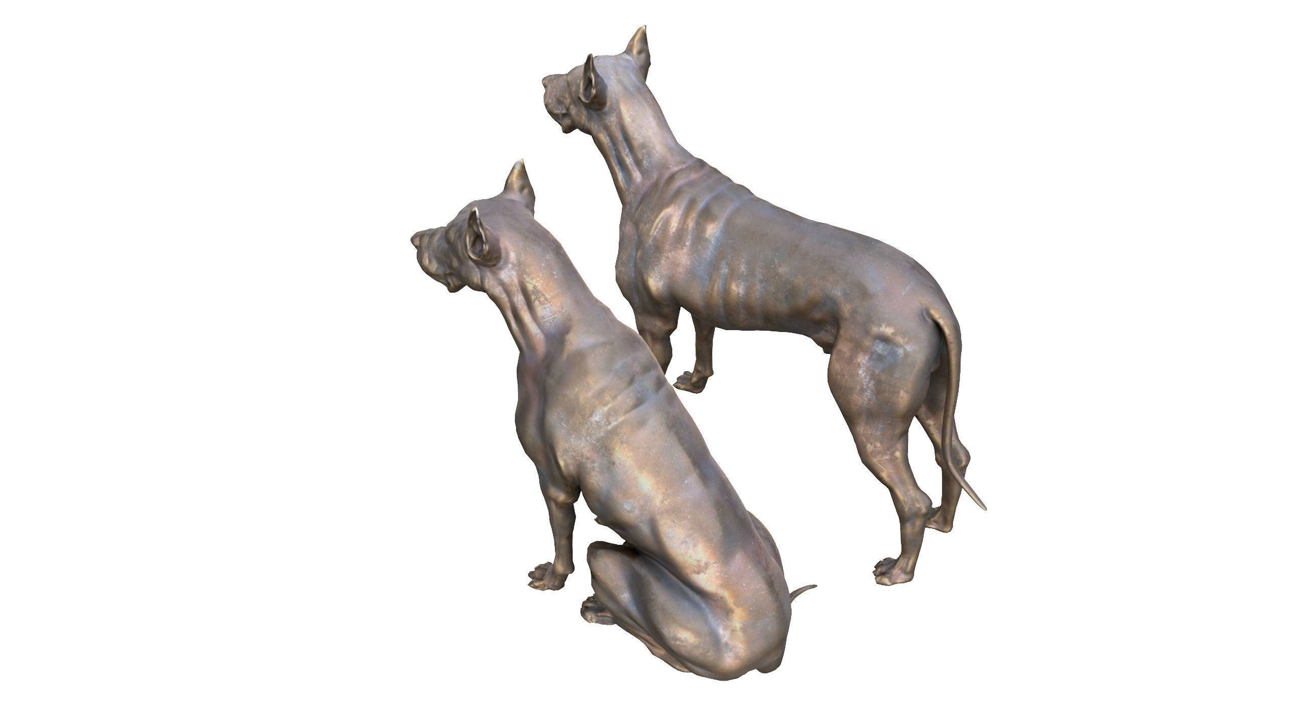 Dog Sculpture Low-poly 3D model_11