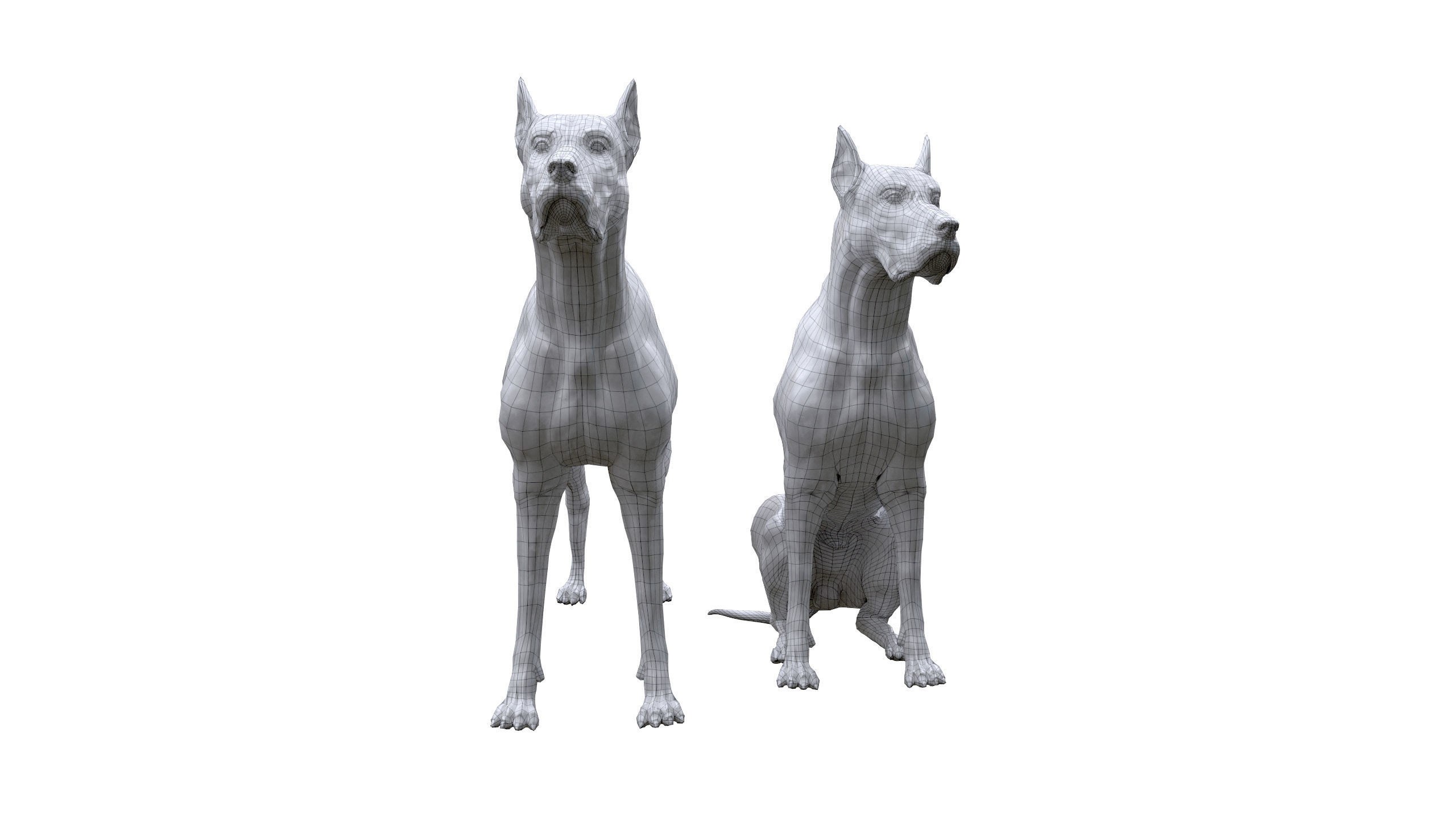 Dog Sculpture Low-poly 3D model_19