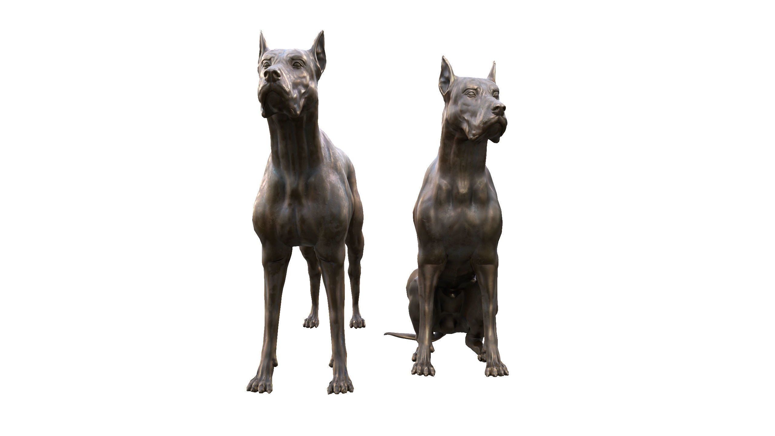 Dog Sculpture Low-poly 3D model_9