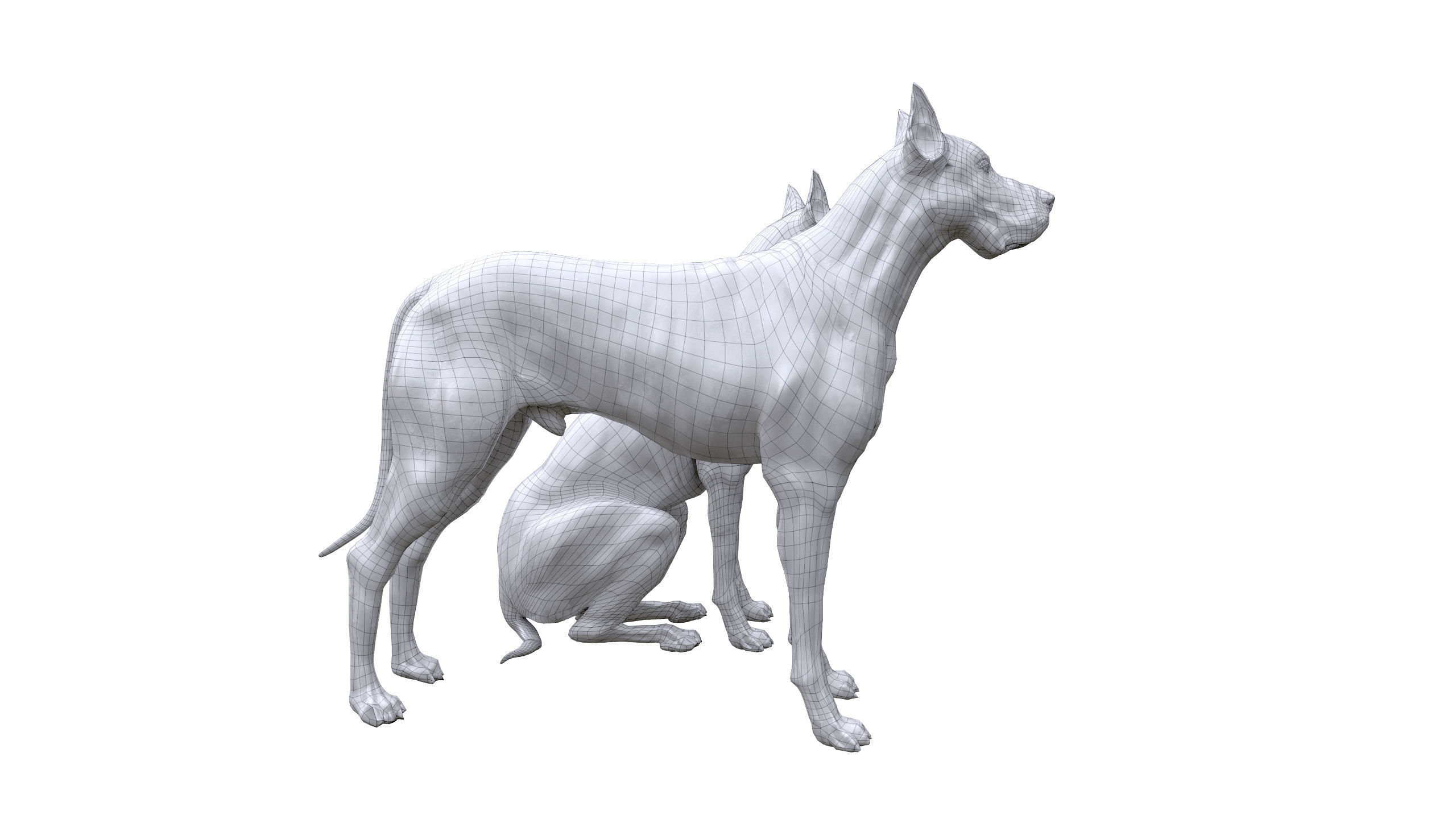 Dog Sculpture Low-poly 3D model_20