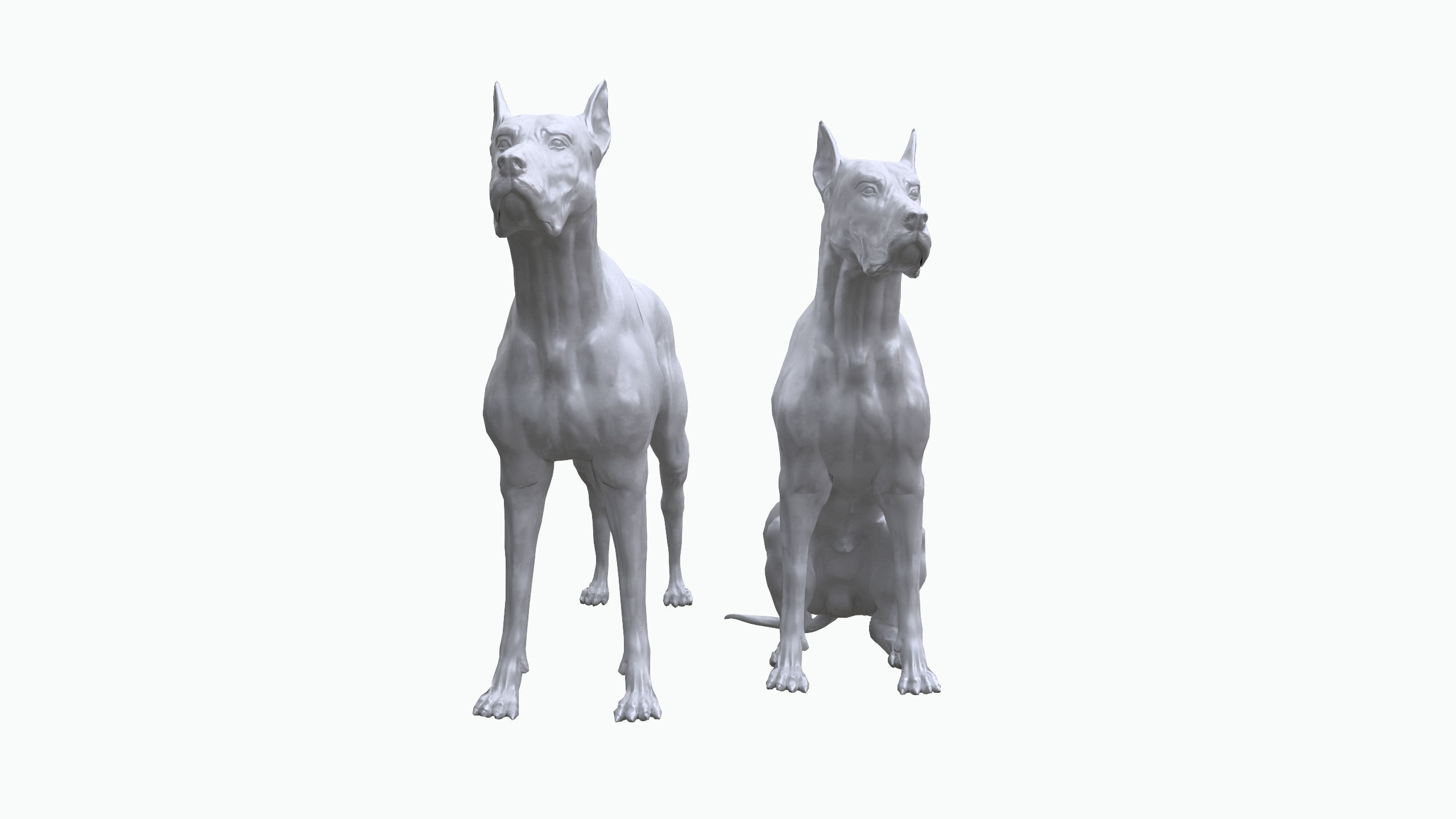 Dog Sculpture Low-poly 3D model_16