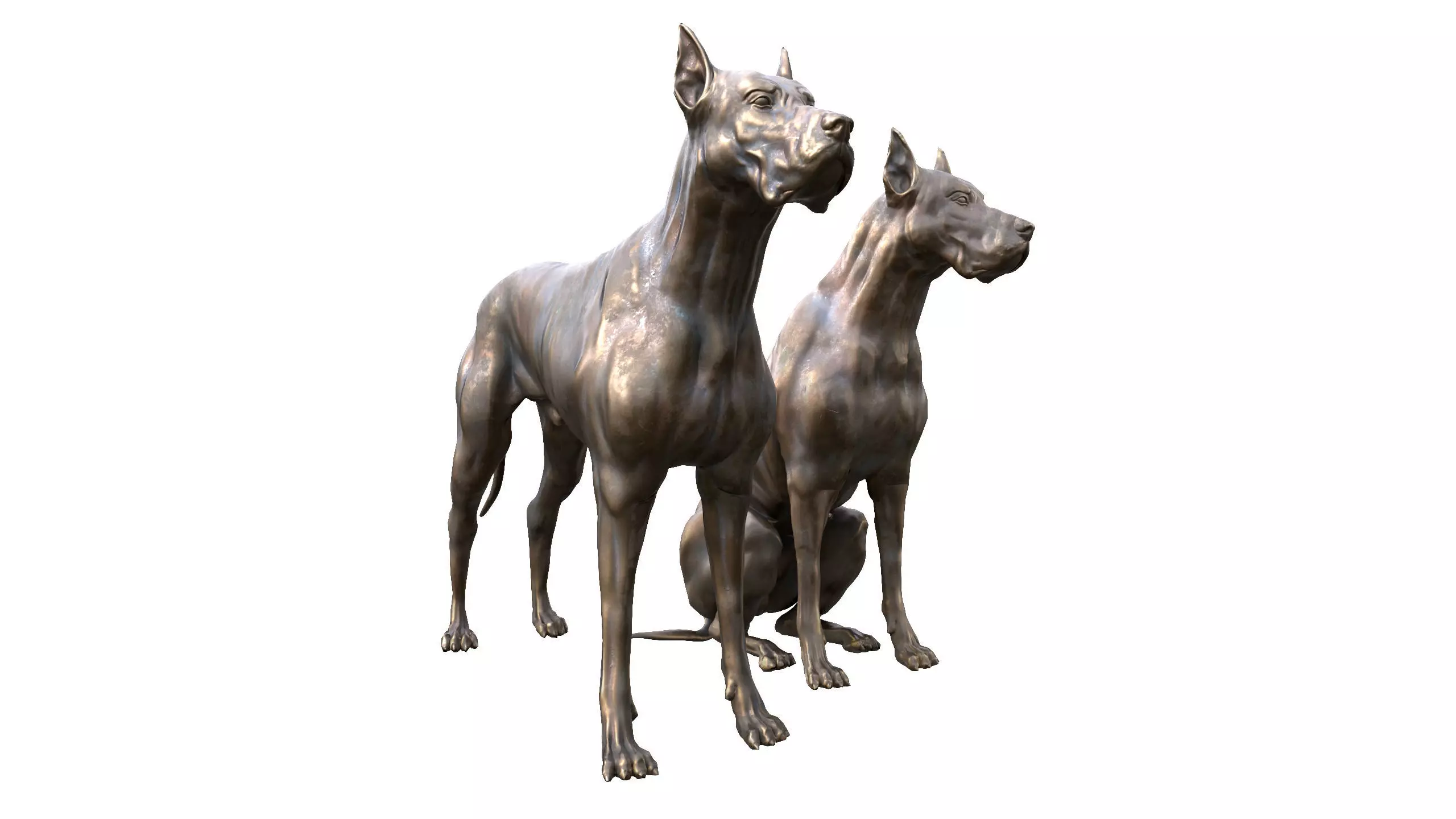 Dog Sculpture Low-poly 3D model_0
