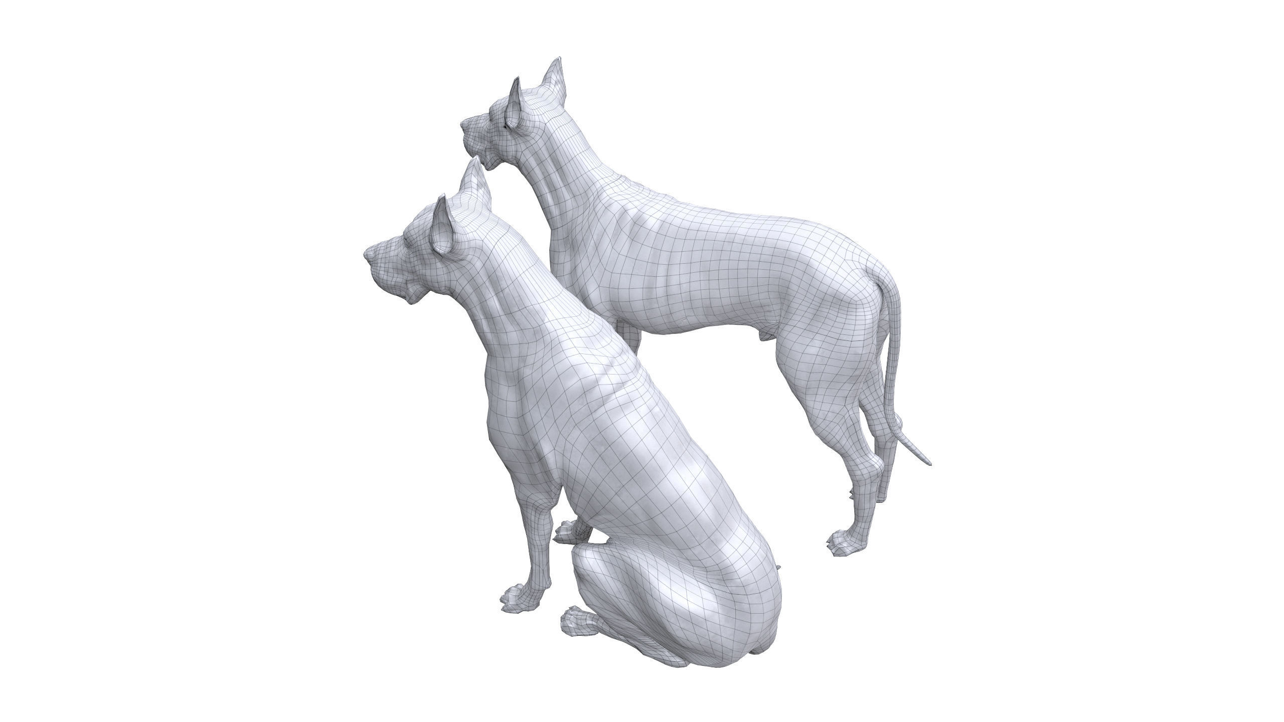 Dog Sculpture Low-poly 3D model_21