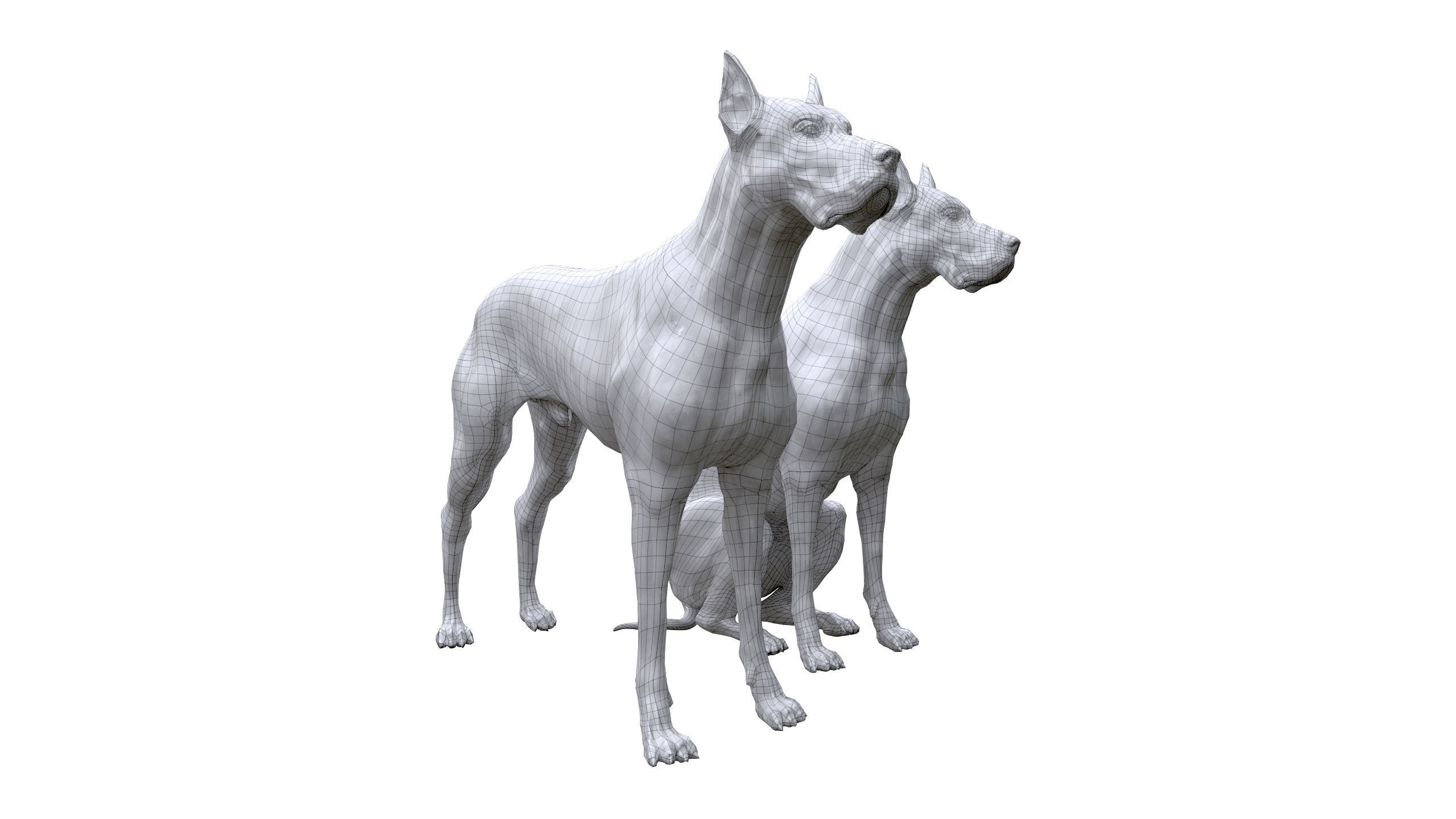 Dog Sculpture Low-poly 3D model_17
