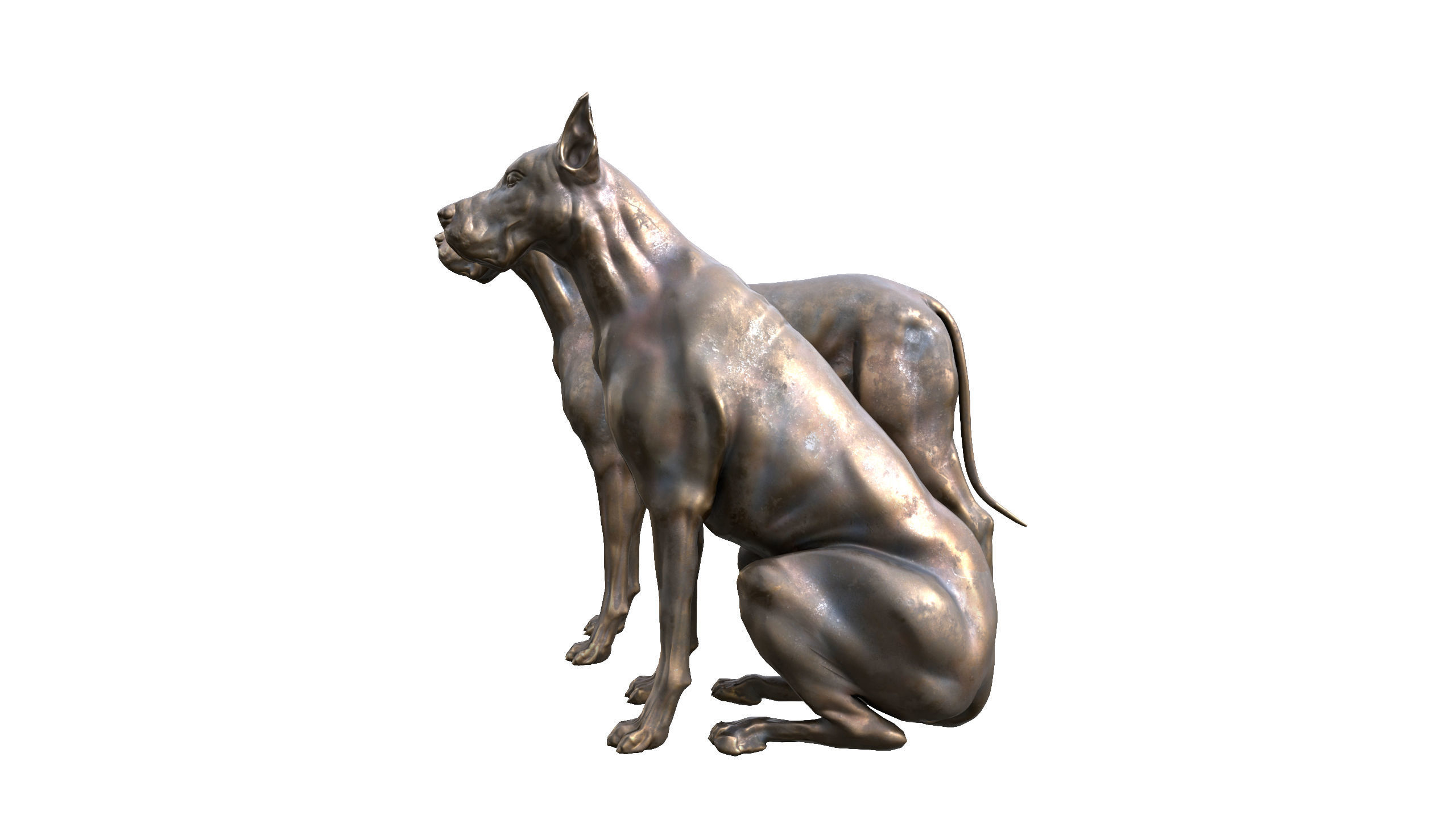 Dog Sculpture Low-poly 3D model_4