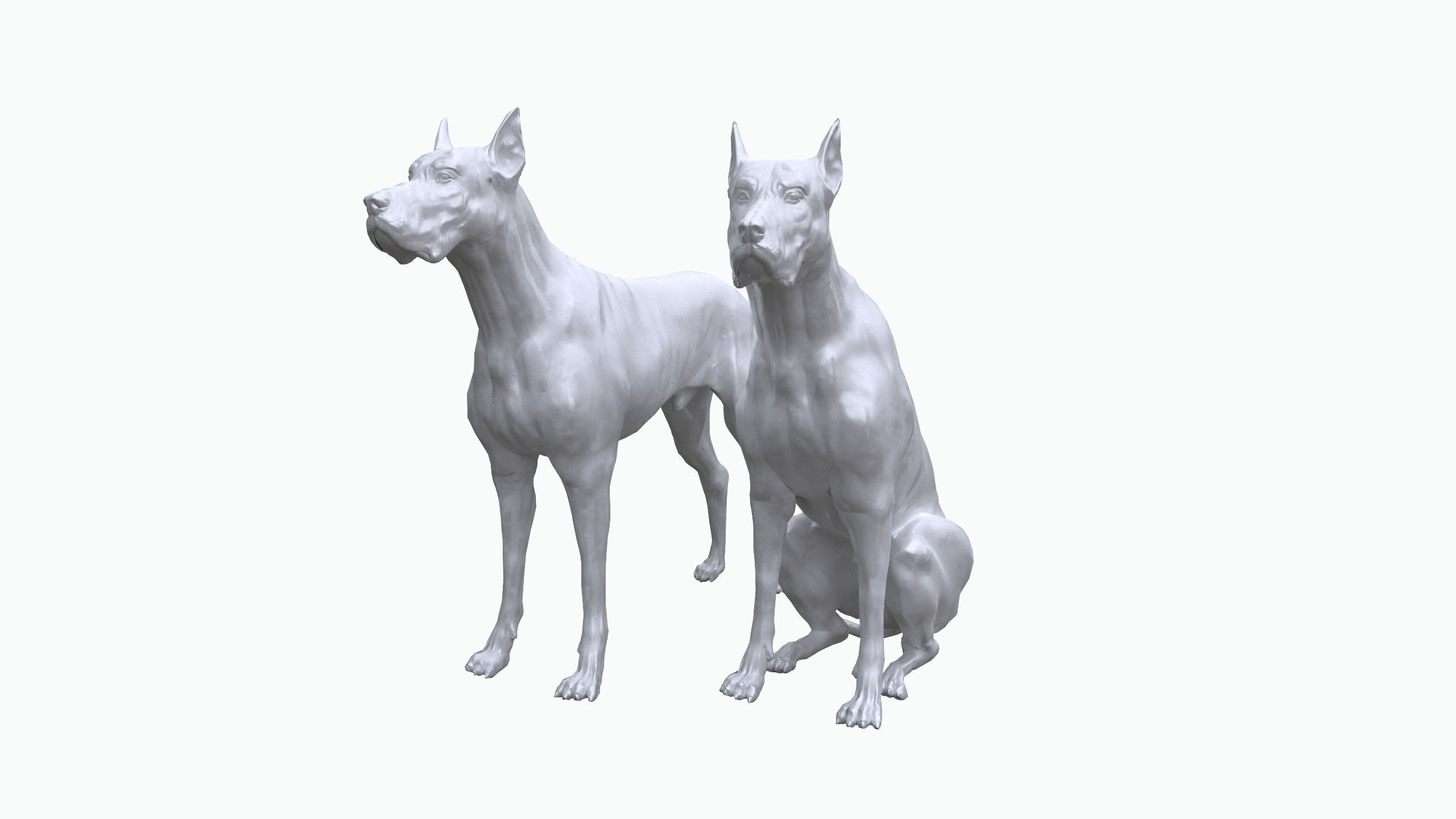 Dog Sculpture Low-poly 3D model_15