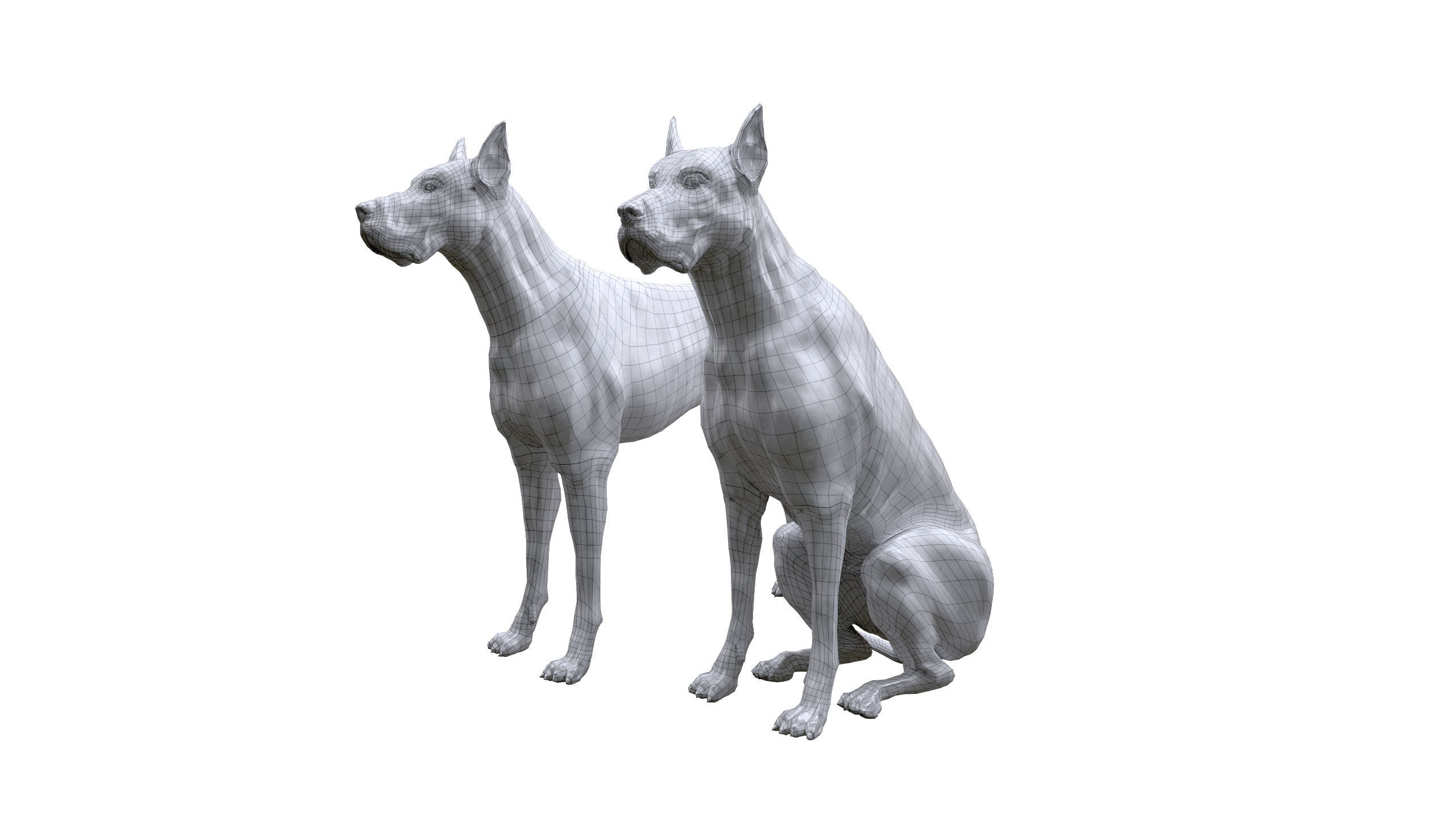 Dog Sculpture Low-poly 3D model_18