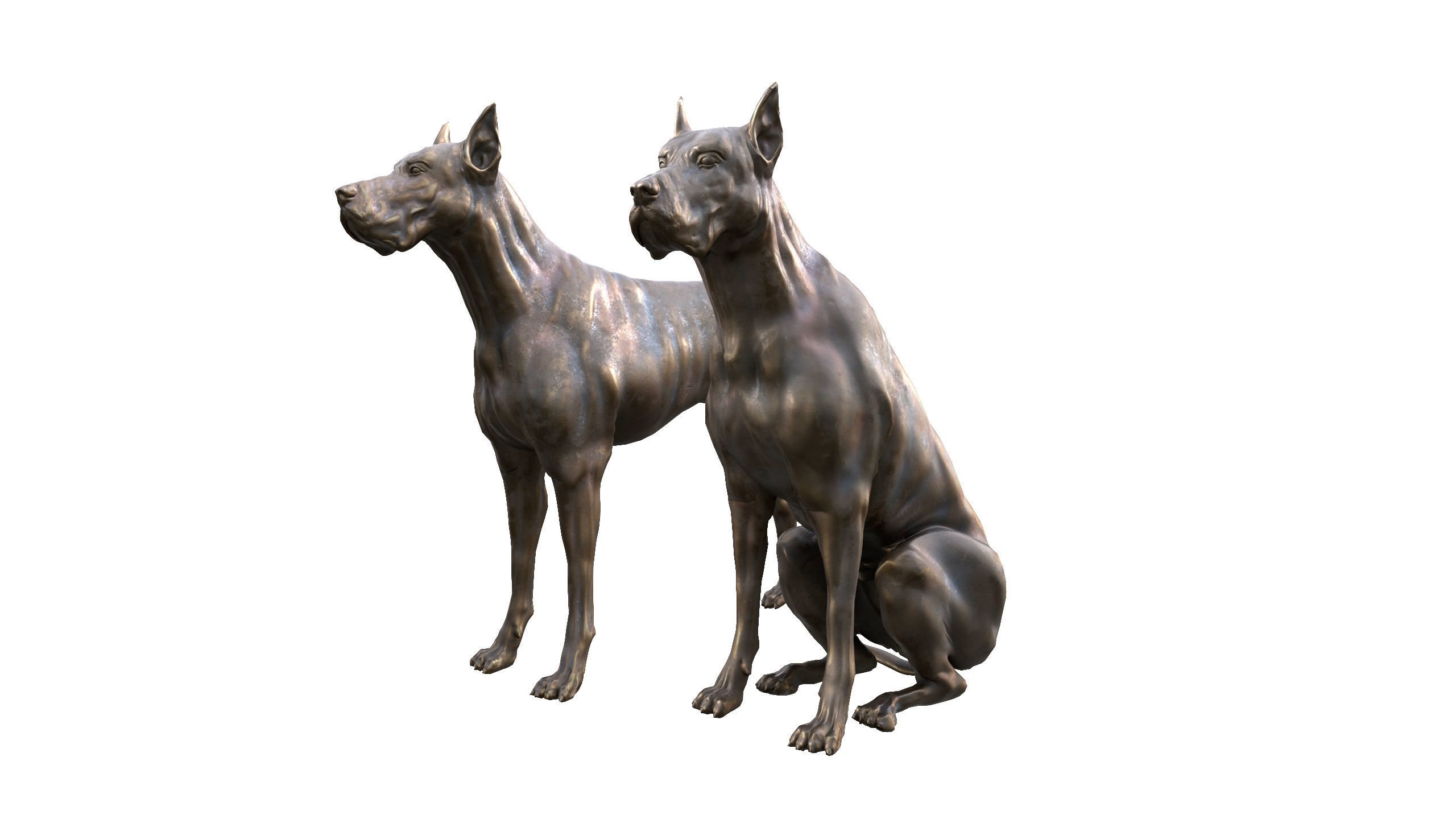 Dog Sculpture Low-poly 3D model_3