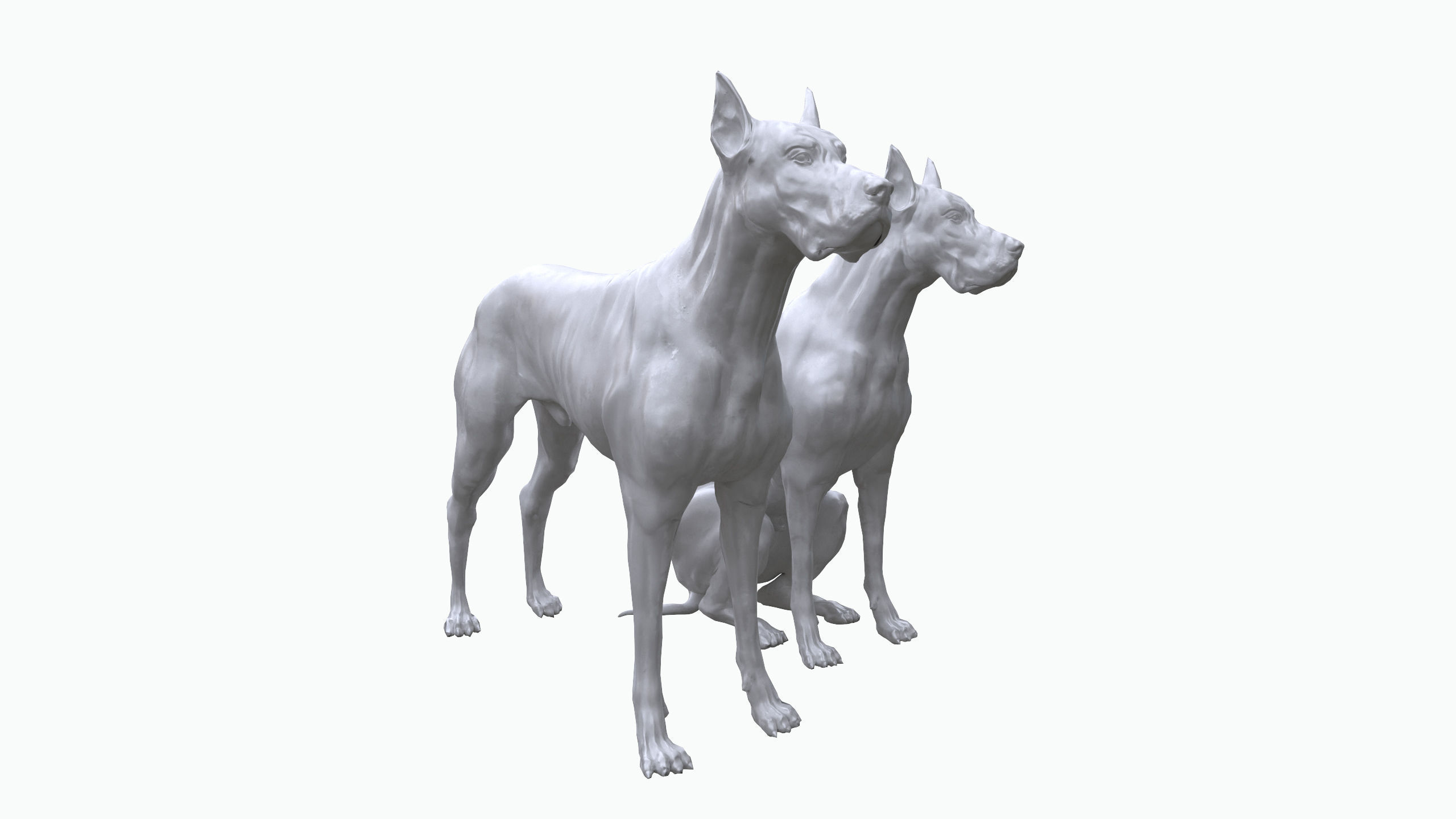 Dog Sculpture Low-poly 3D model_14