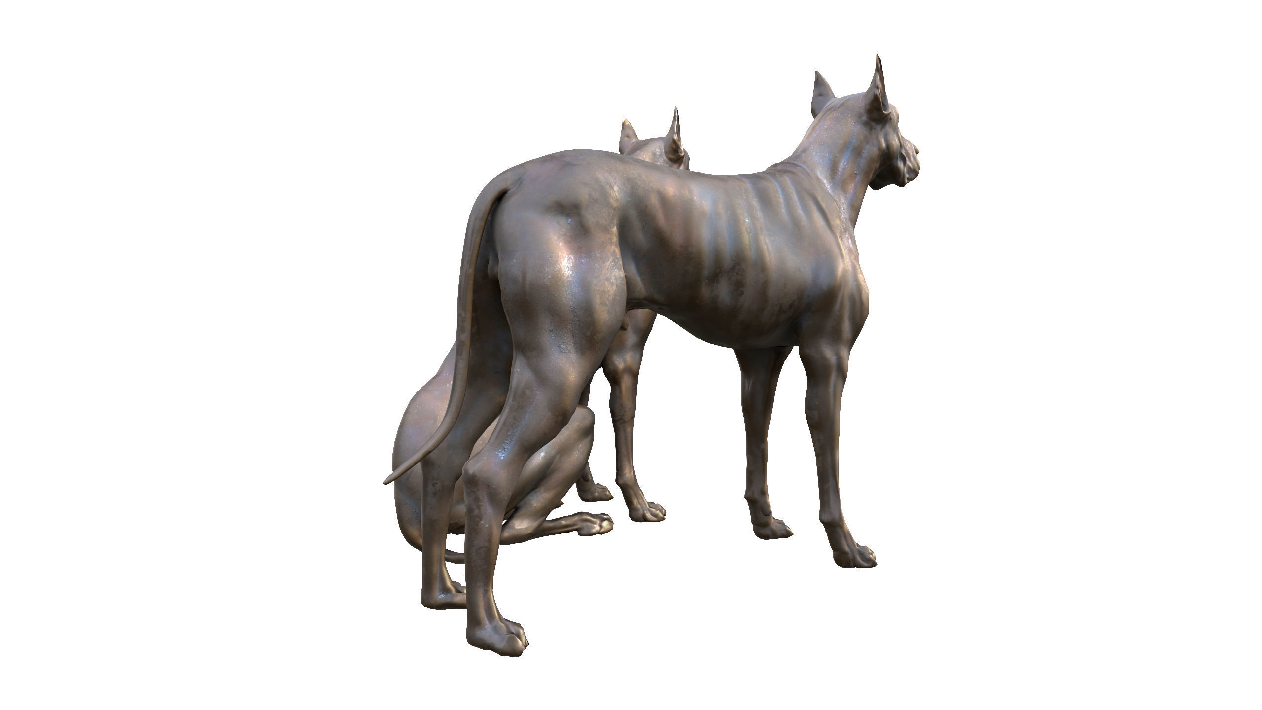 Dog Sculpture Low-poly 3D model_7