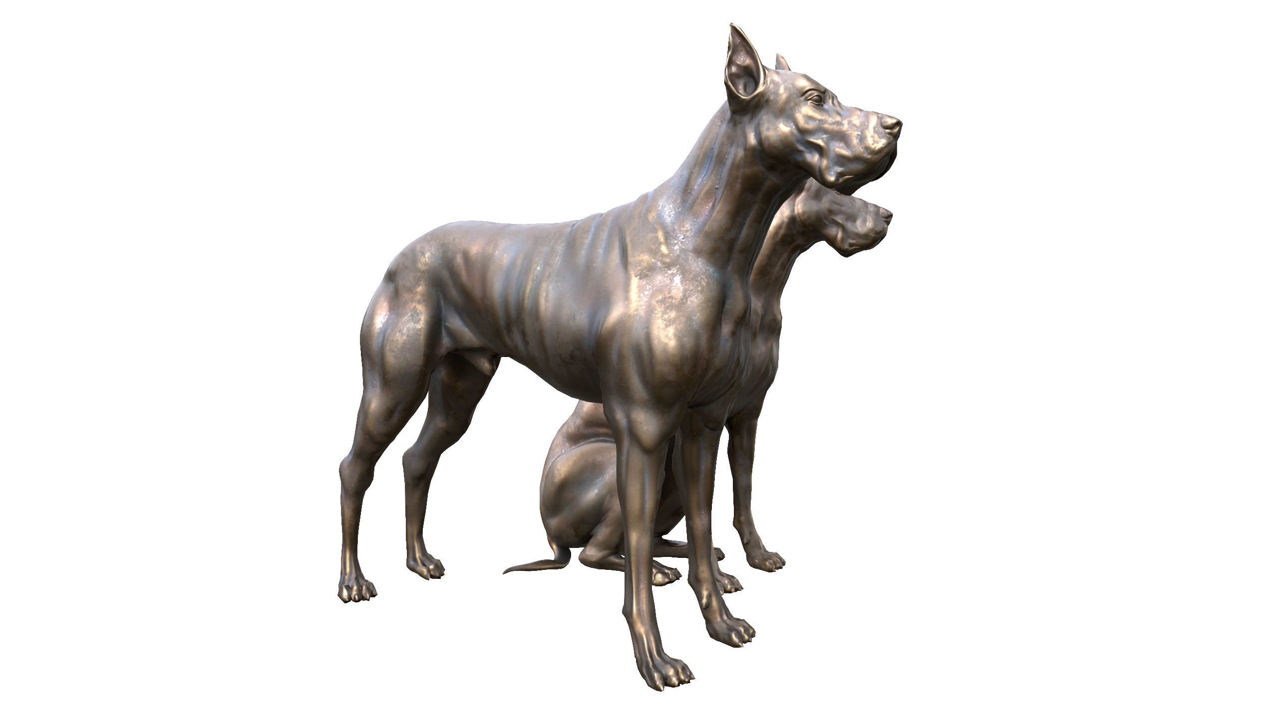 Dog Sculpture Low-poly 3D model_8